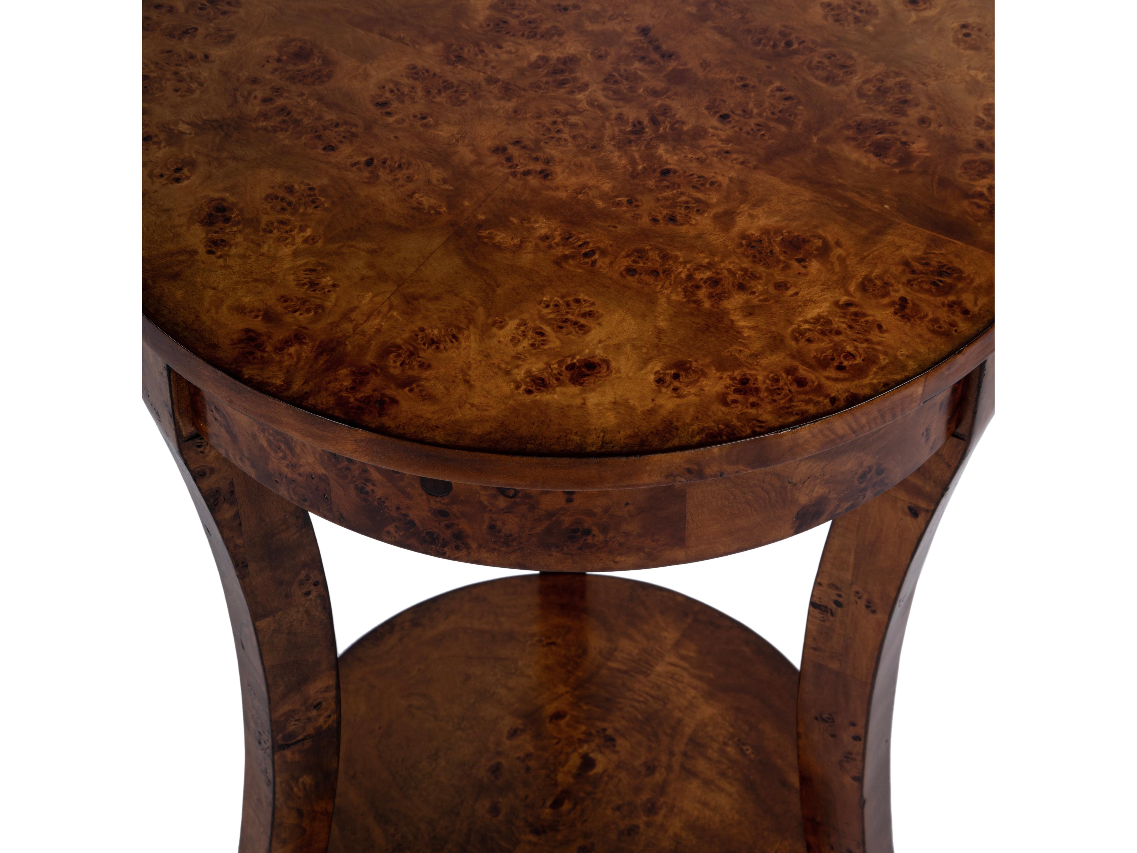 Butler Holdin Round Wood Traditional Burl End Table