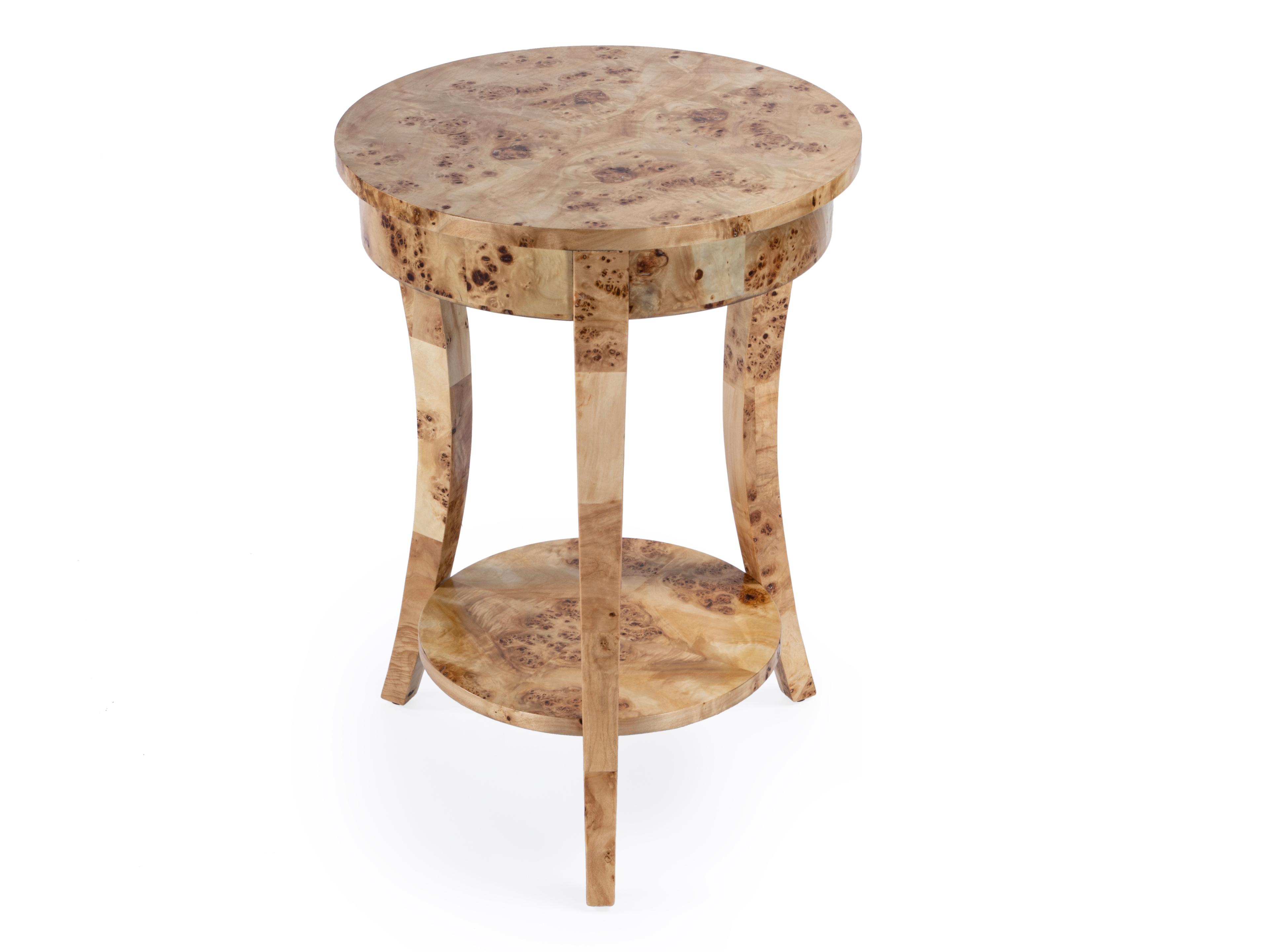 Butler Holdin Round Wood Light Burl End Table