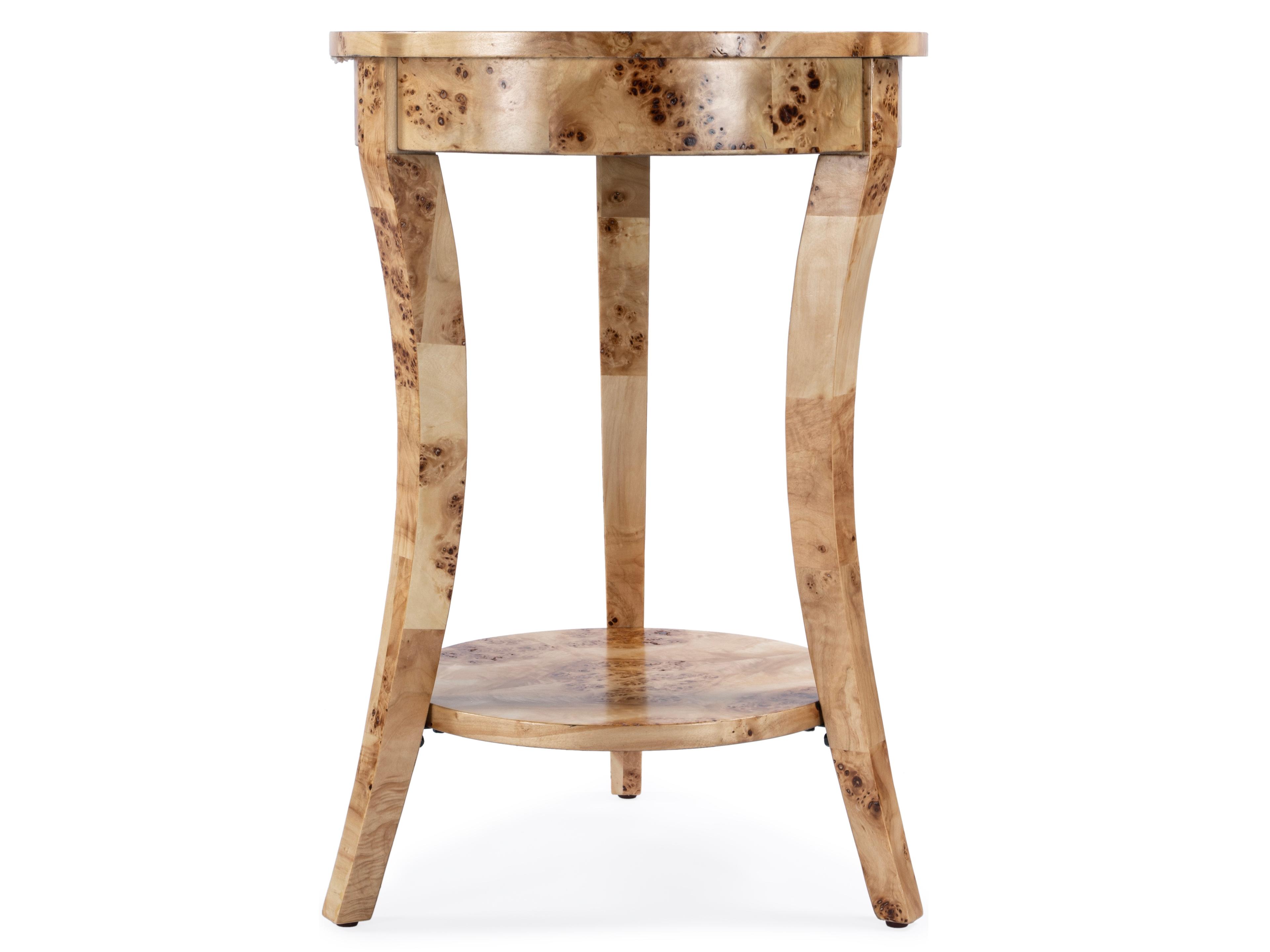 Butler Holdin Round Wood Light Burl End Table