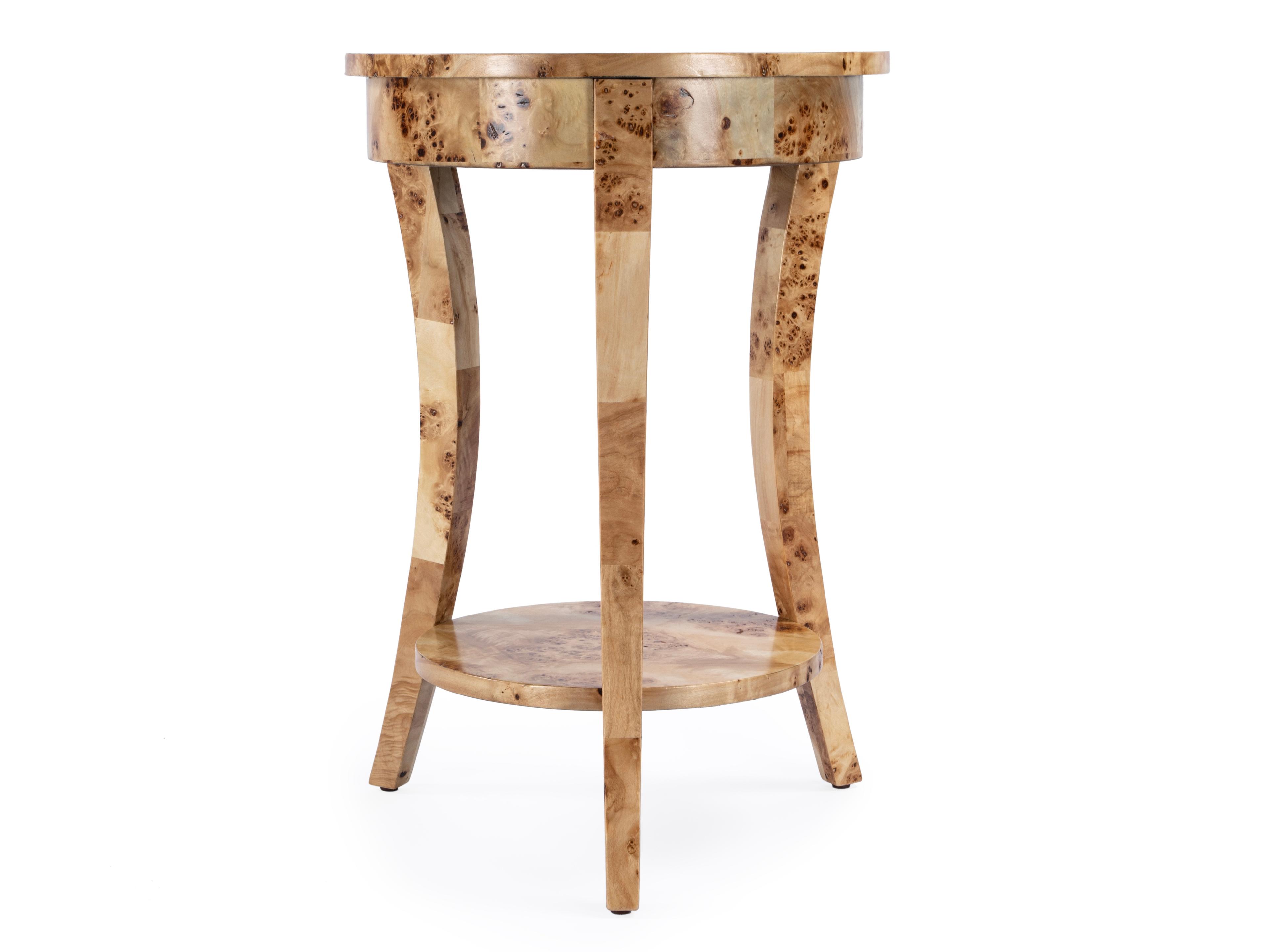 Butler Holdin Round Wood Light Burl End Table