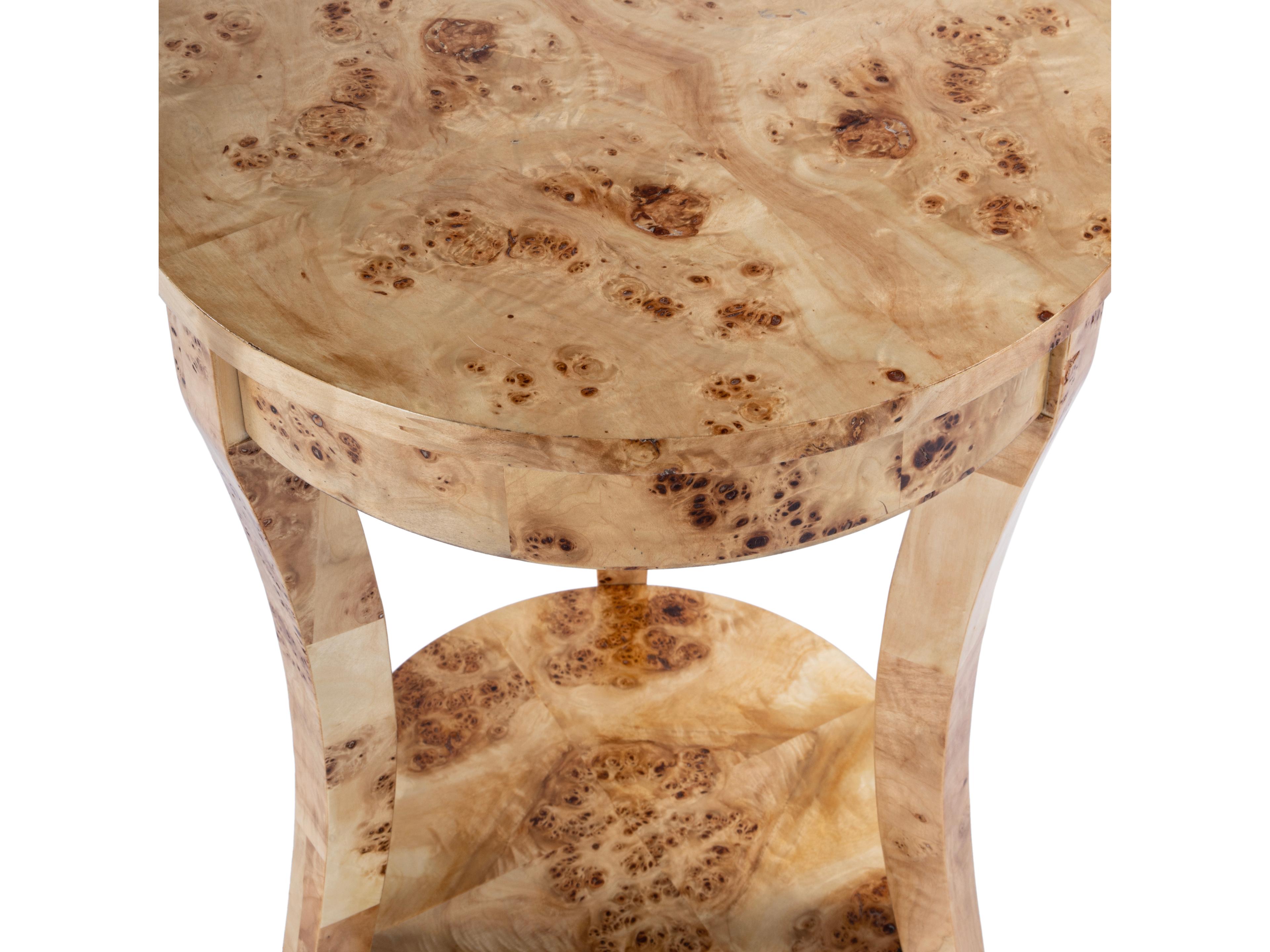 Butler Holdin Round Wood Light Burl End Table