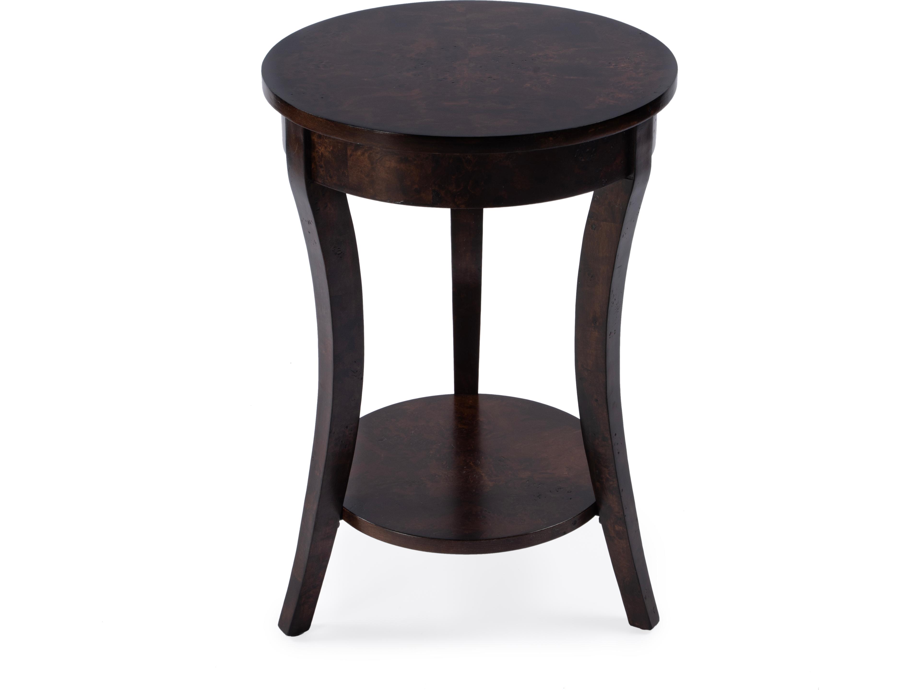 Holdin Round Wood Dark Burl End Table