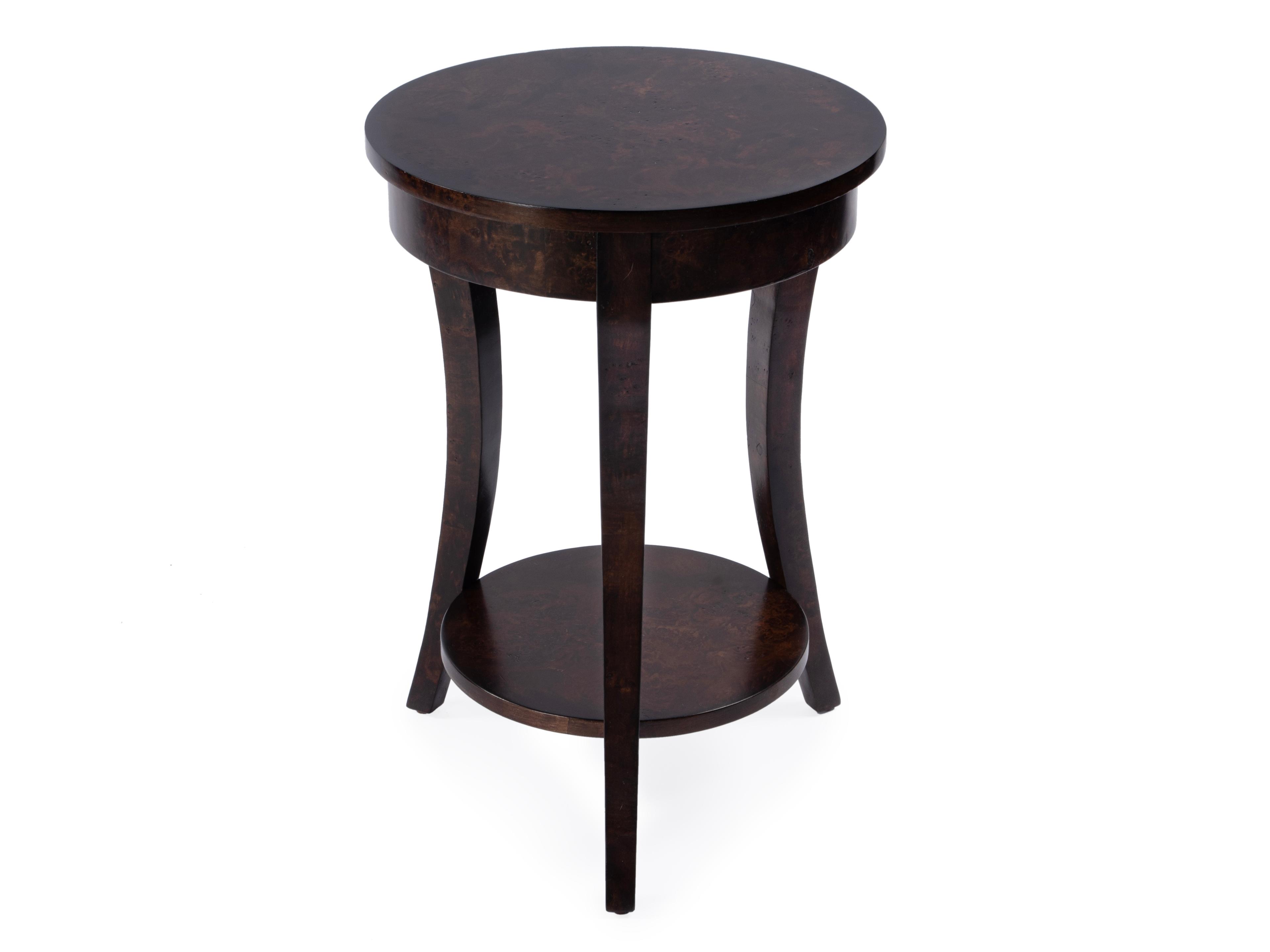 Butler Holdin Round Wood Dark Burl End Table