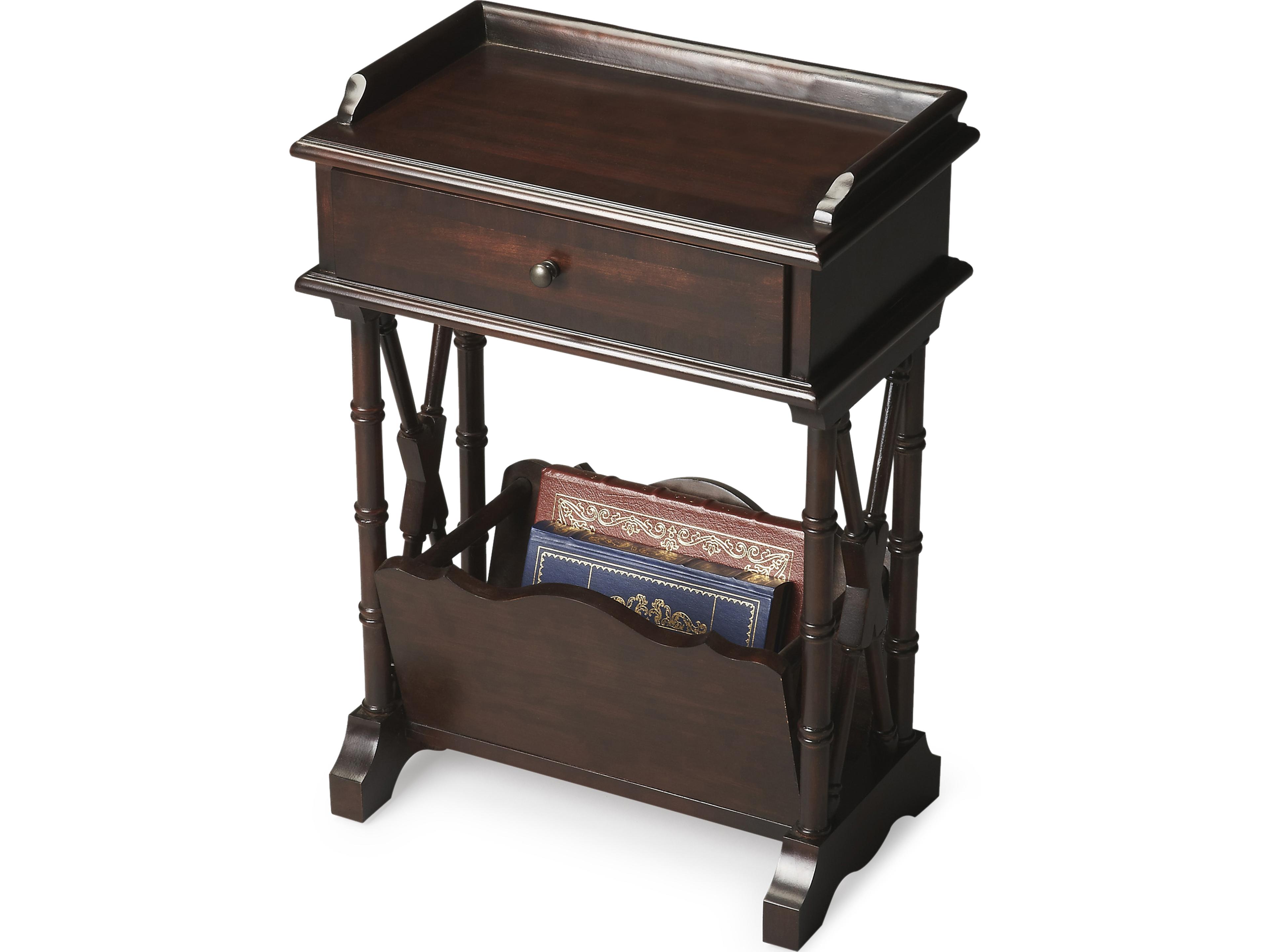 Cummings Rectangular Wood Rubbed Black End Table