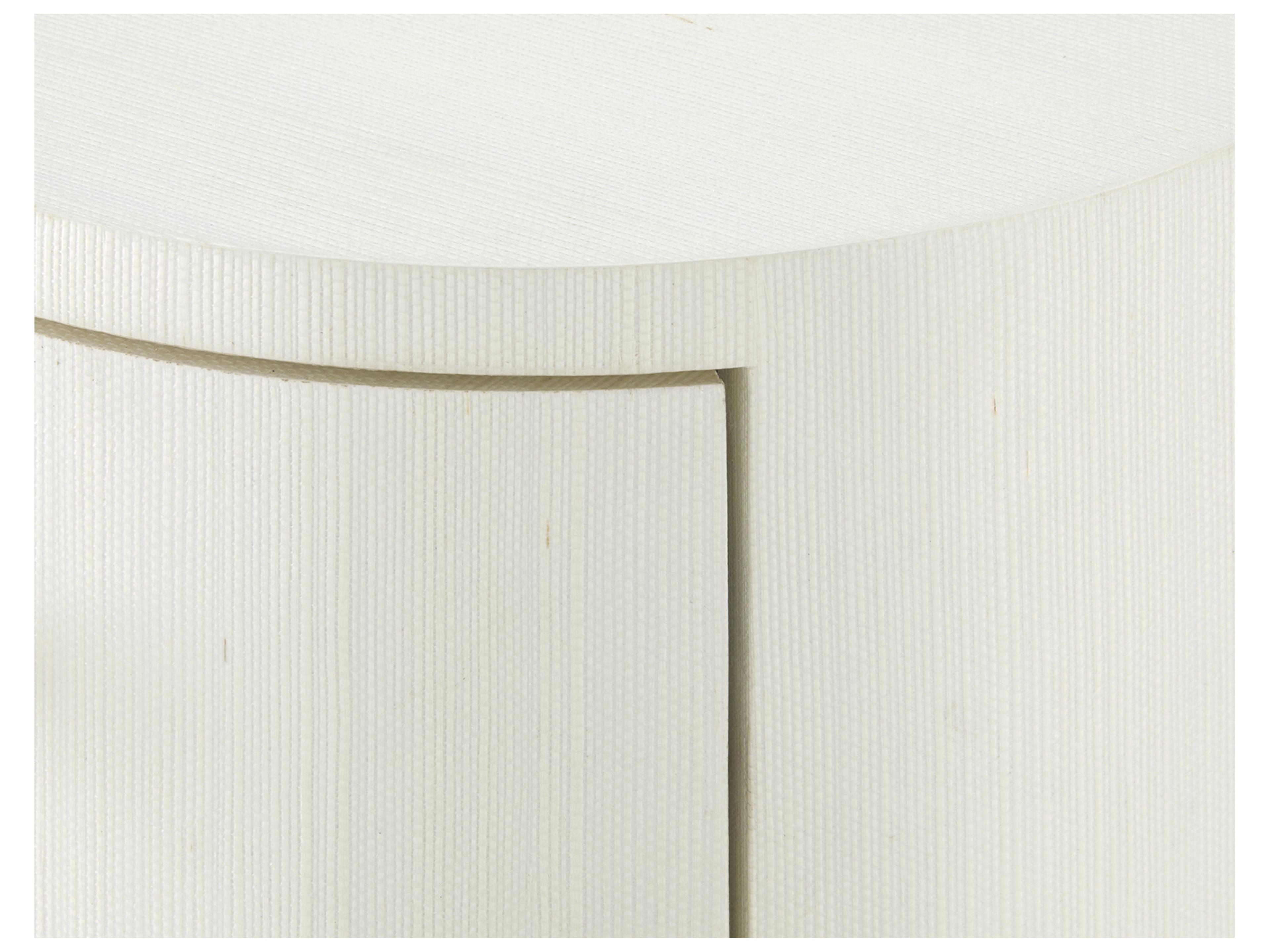 Villa & House Aaron Round Wood Sand White End Table