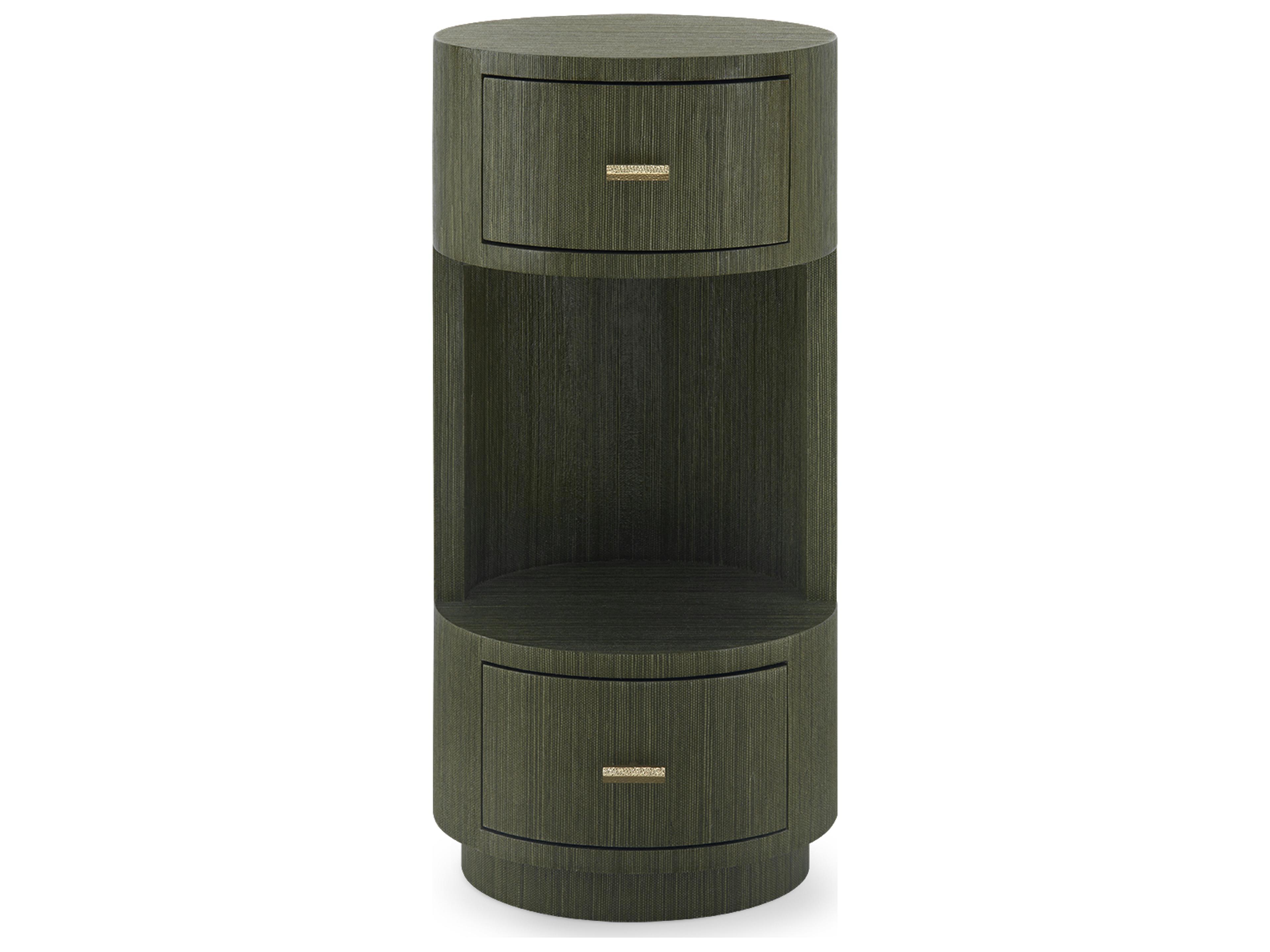 Villa & House Aaron Round Wood Deep Olive End Table