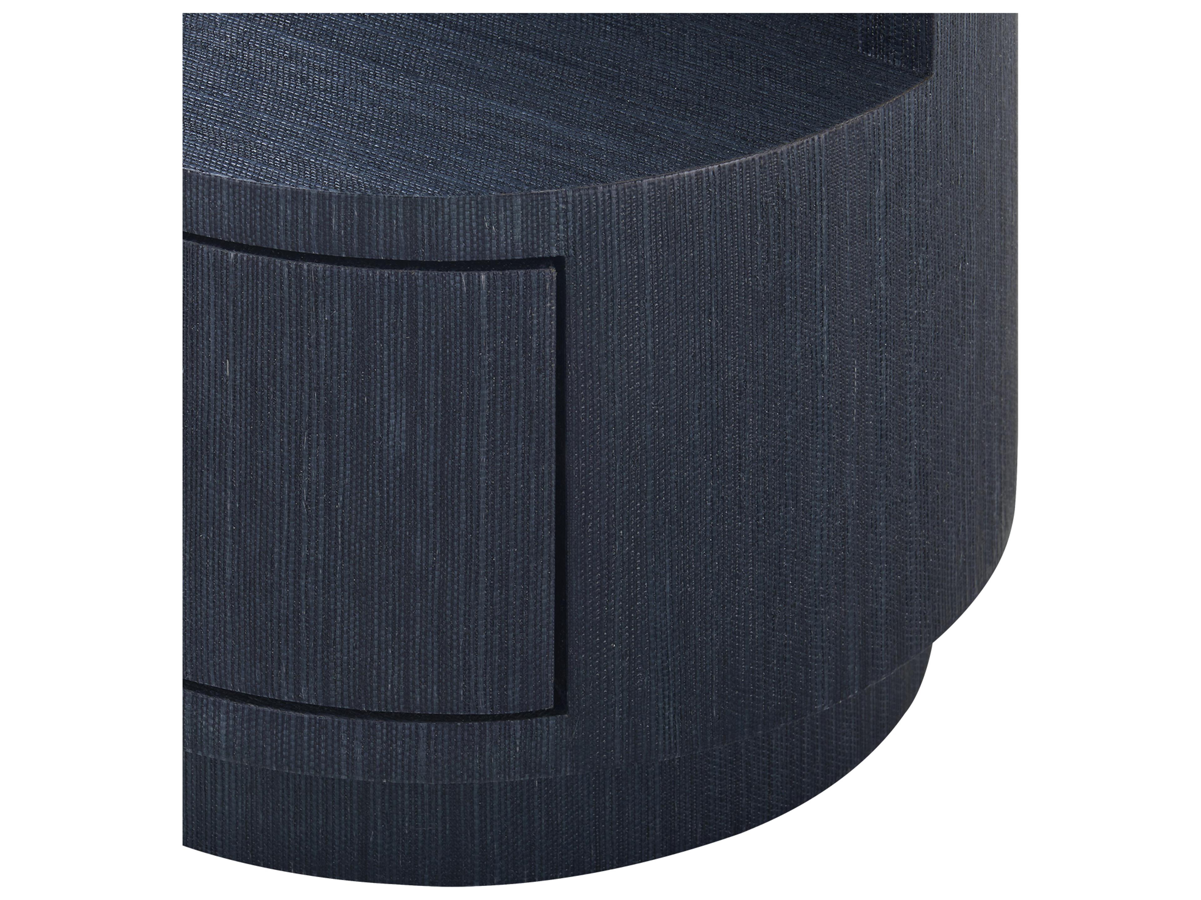 Villa & House Aaron Round Wood Selvage Blue End Table