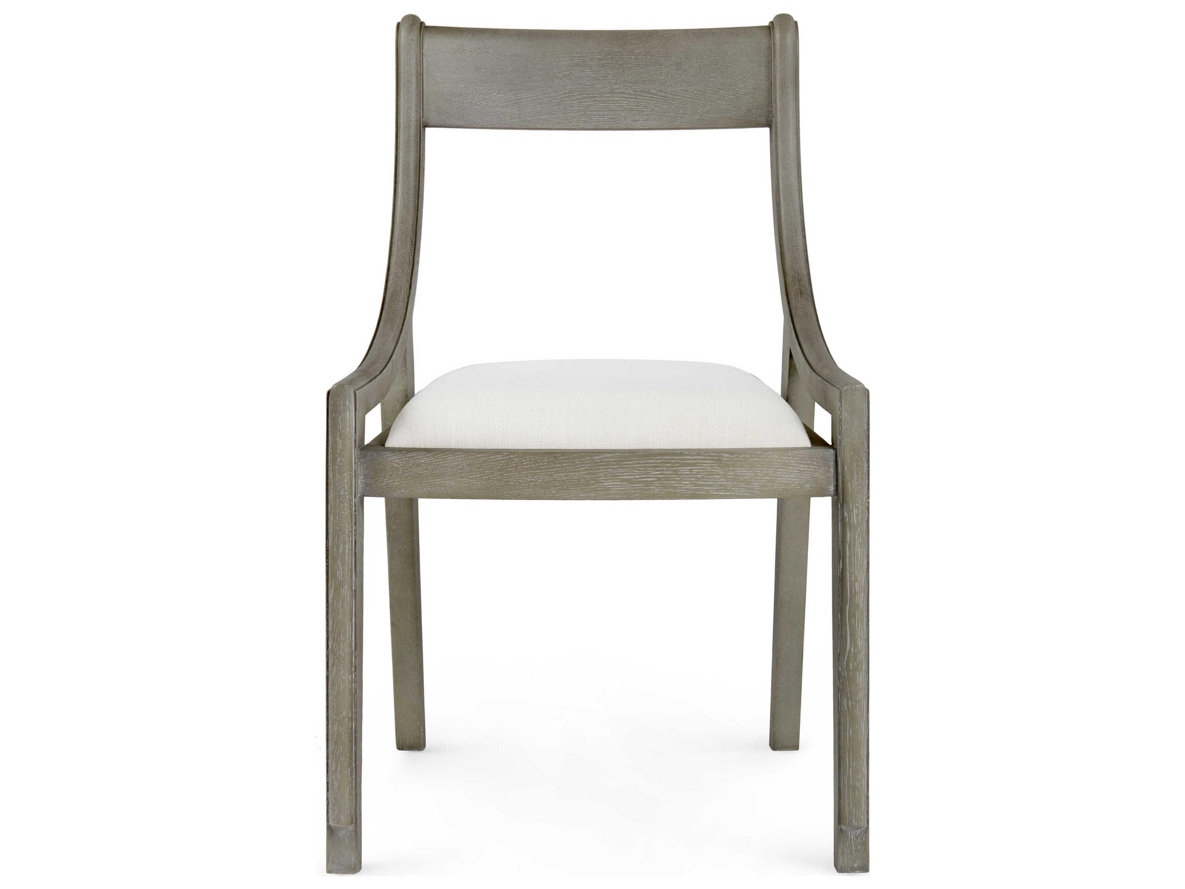 Villa & House Oak Wood Gray Upholstered Arm Dining Chair
