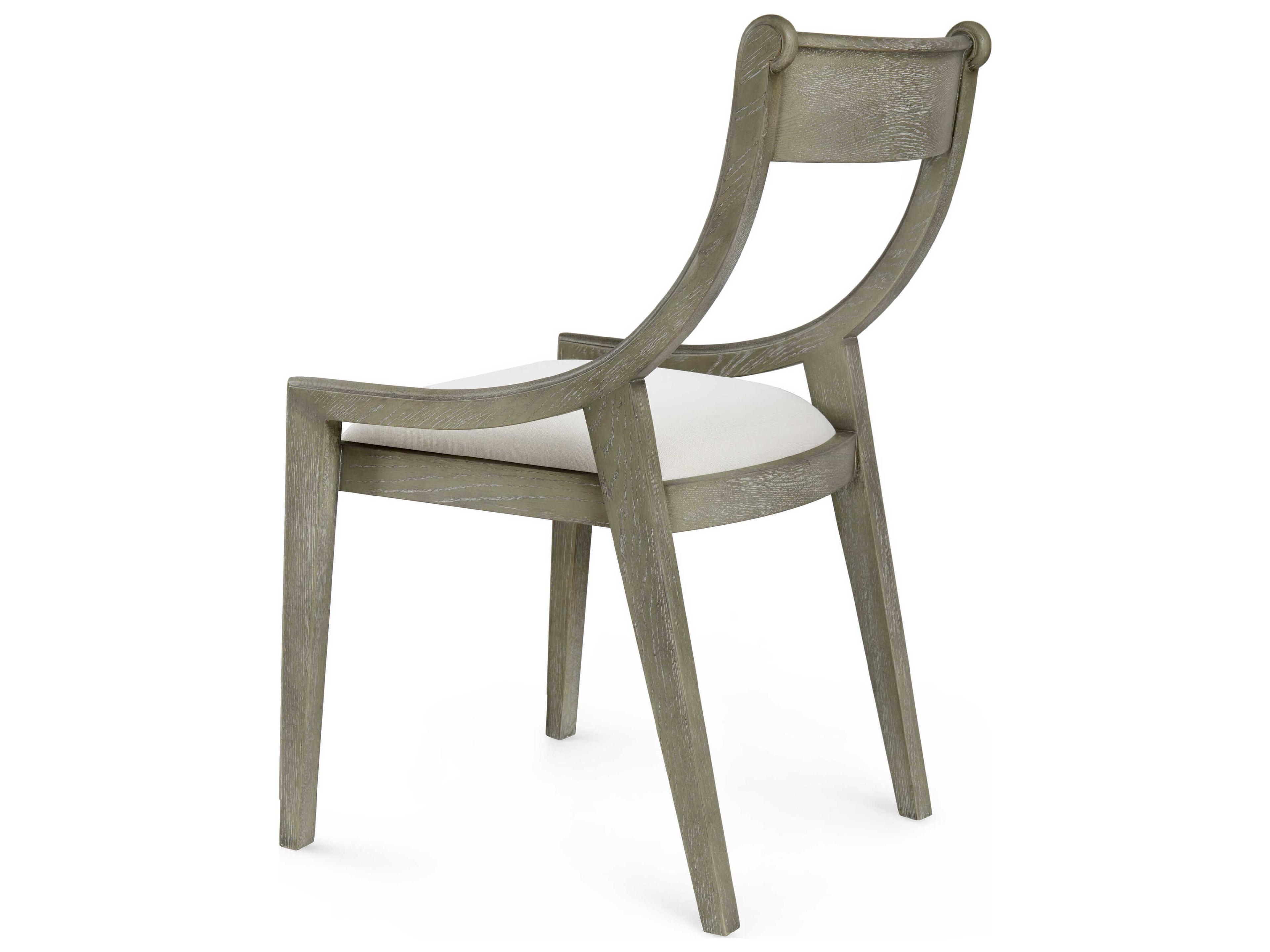 Villa & House Oak Wood Gray Upholstered Arm Dining Chair
