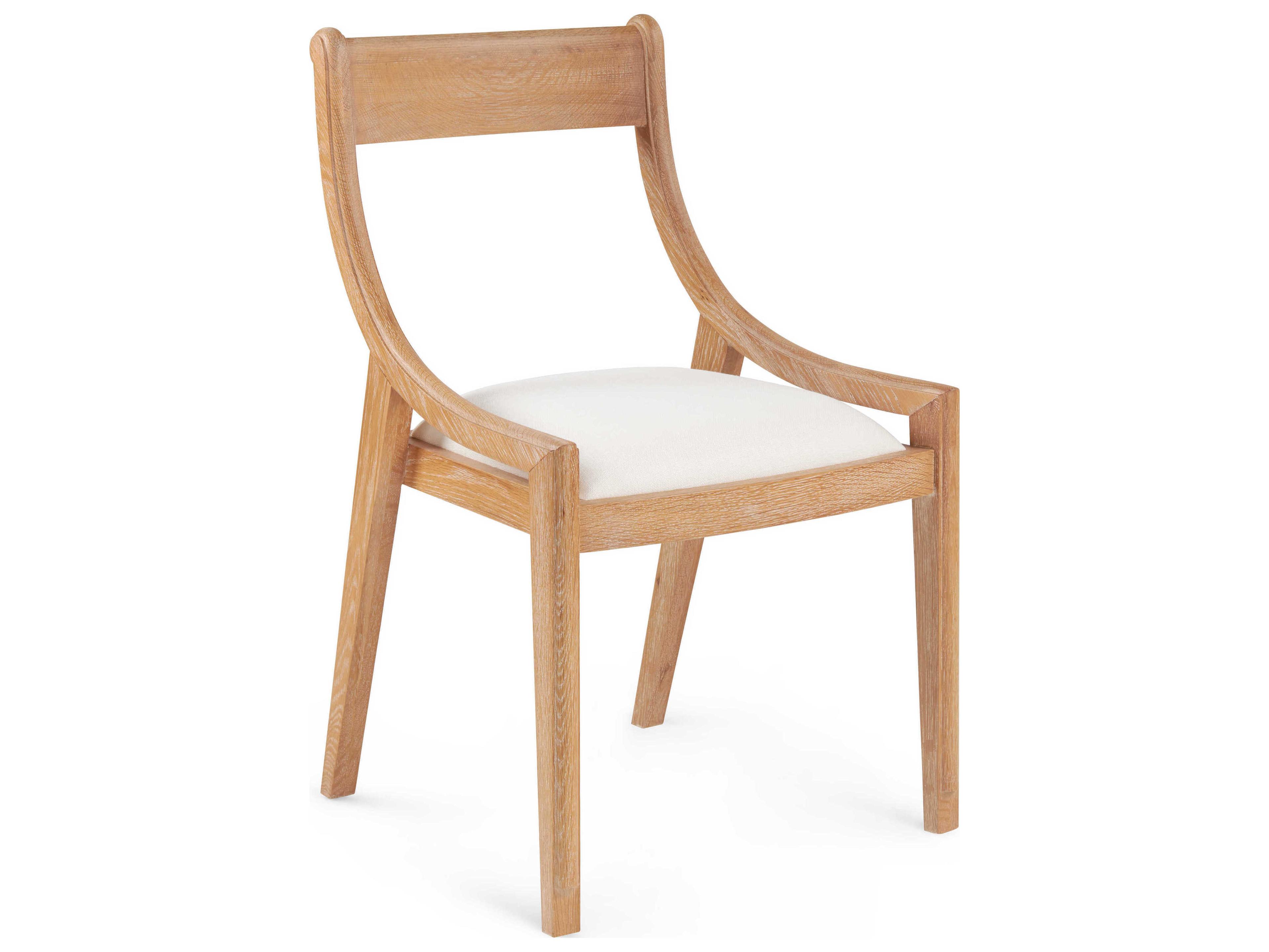 Villa & House Oak Wood Natural Upholstered Arm Dining Chair