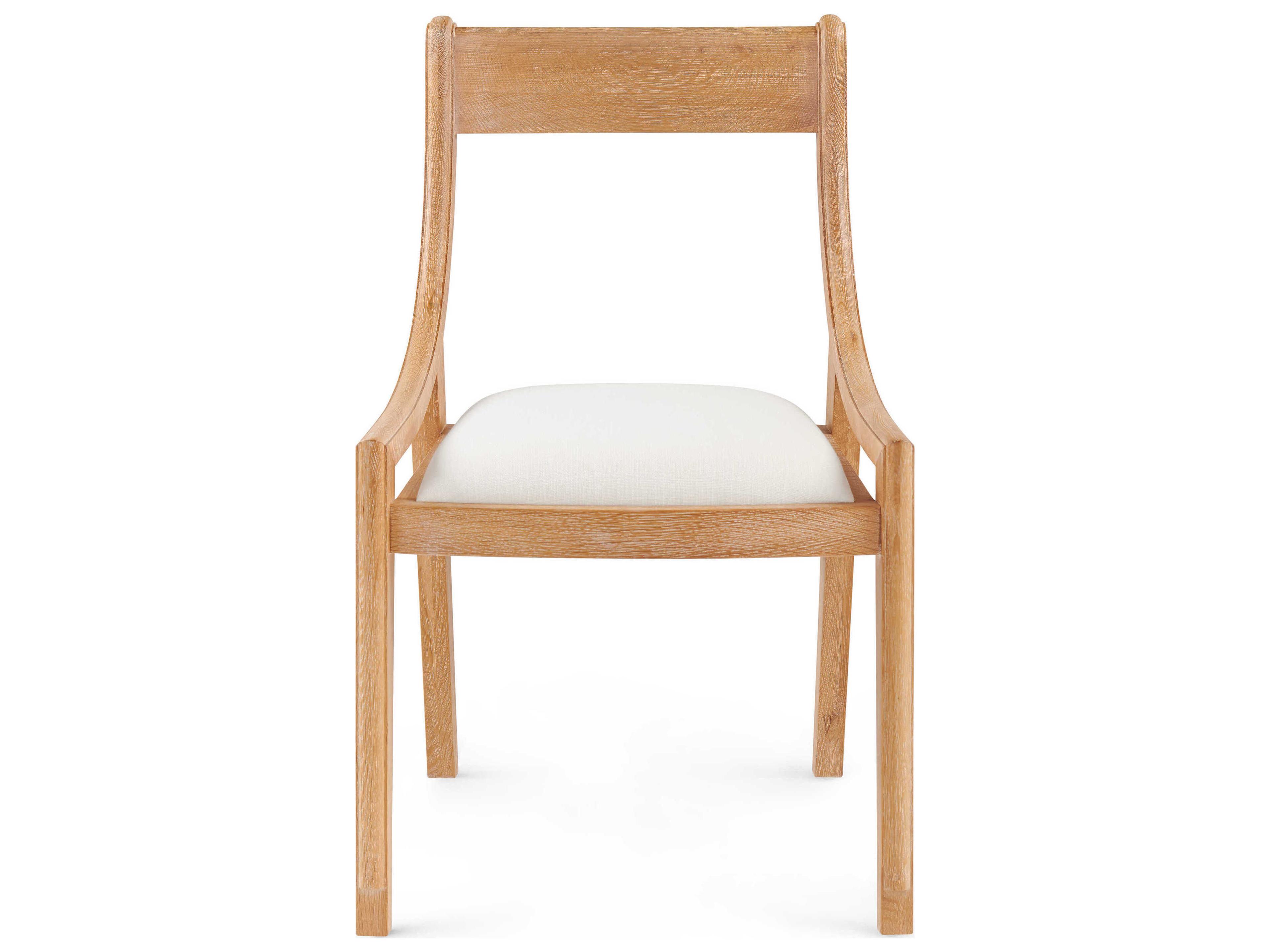 Villa & House Oak Wood Natural Upholstered Arm Dining Chair