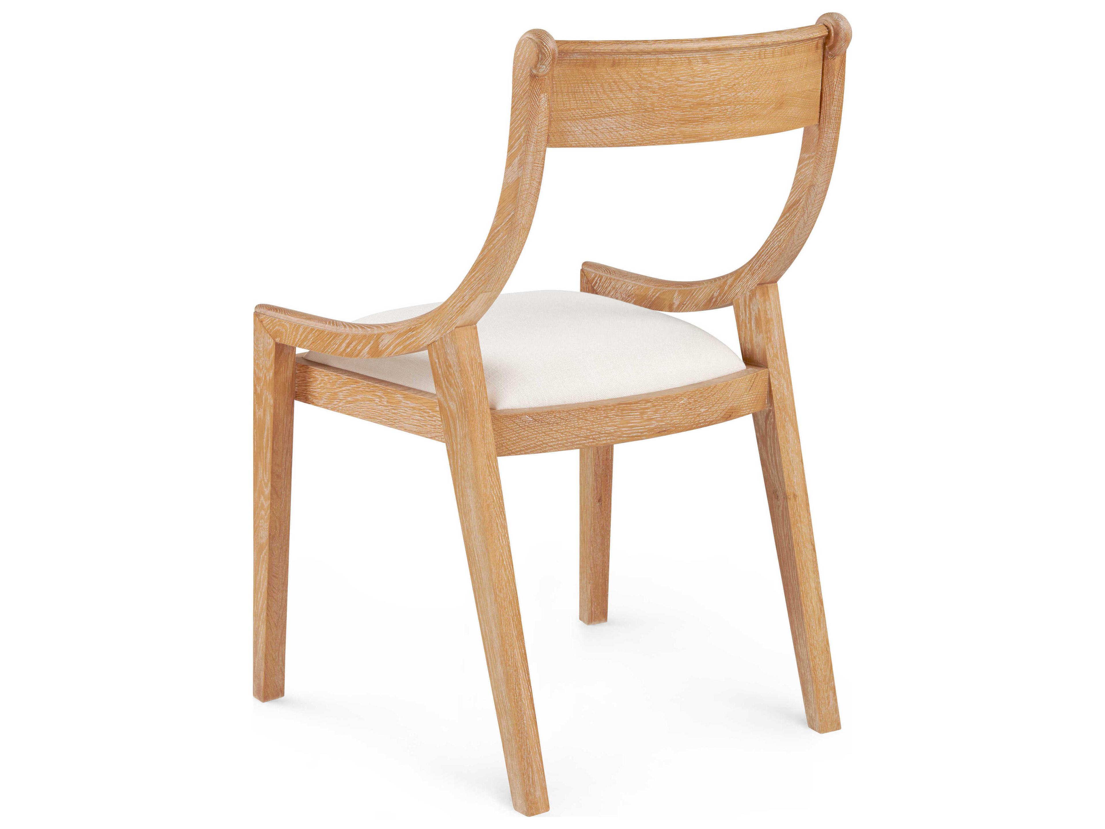 Villa & House Oak Wood Natural Upholstered Arm Dining Chair