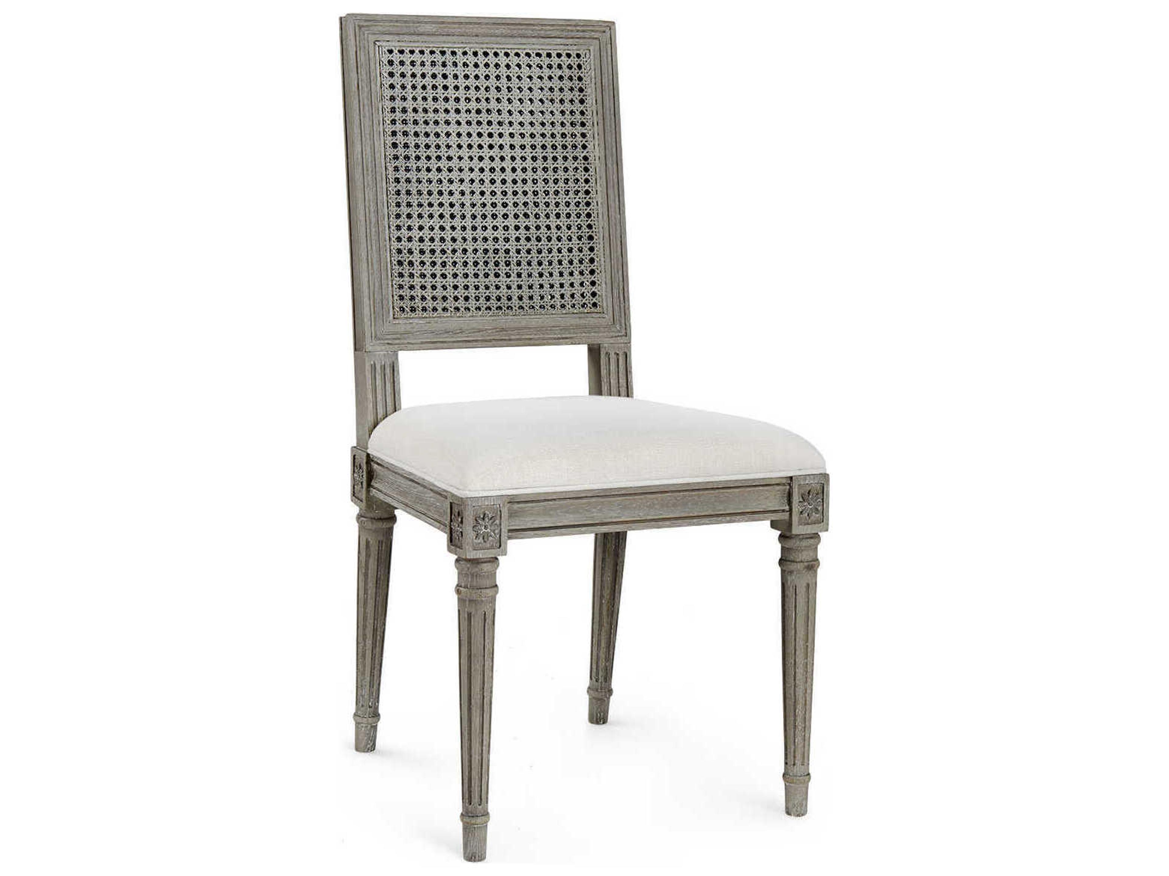 Oak Wood Gray Upholstered Side Dining Chair