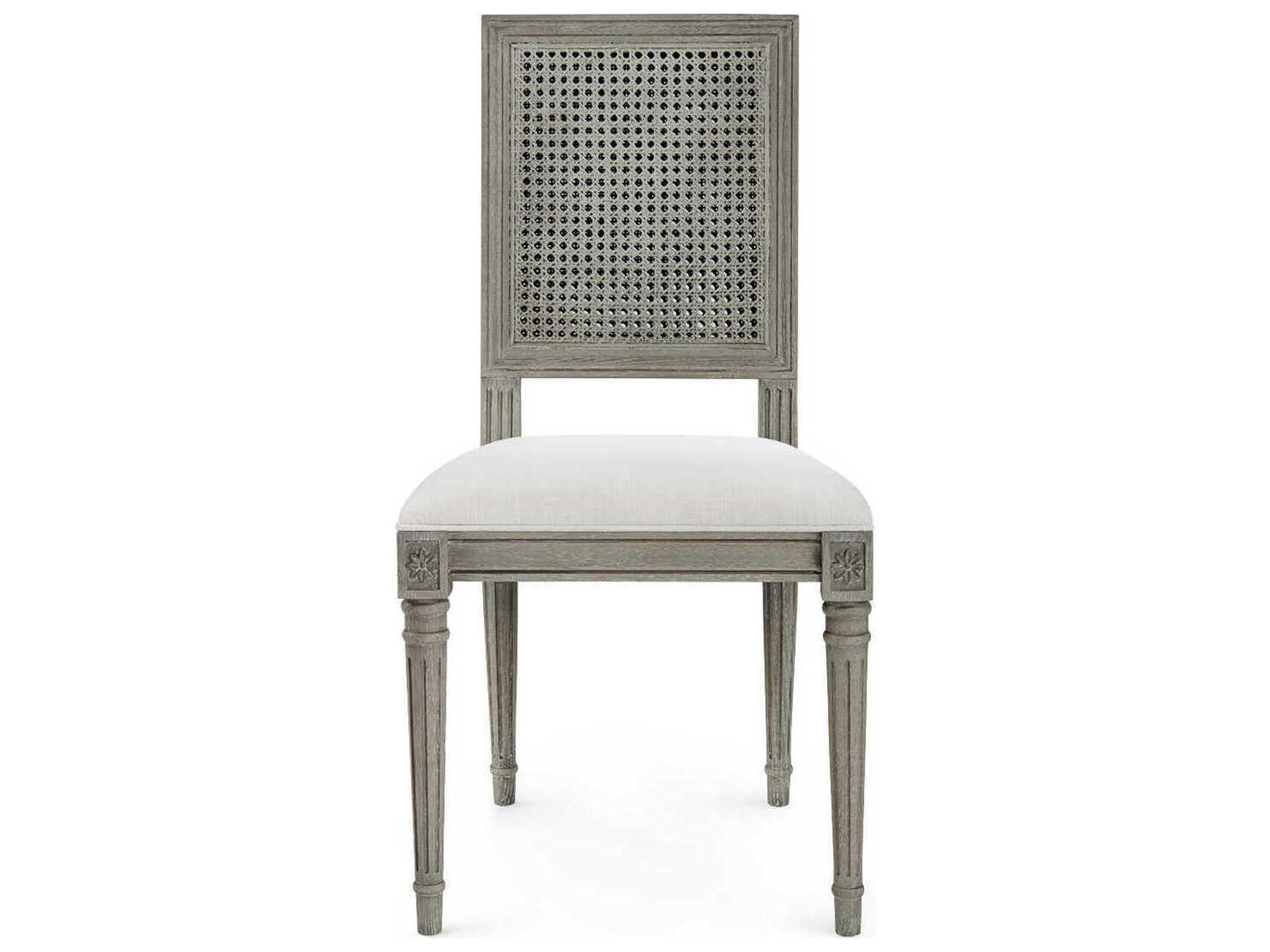 Villa & House Oak Wood Gray Upholstered Side Dining Chair