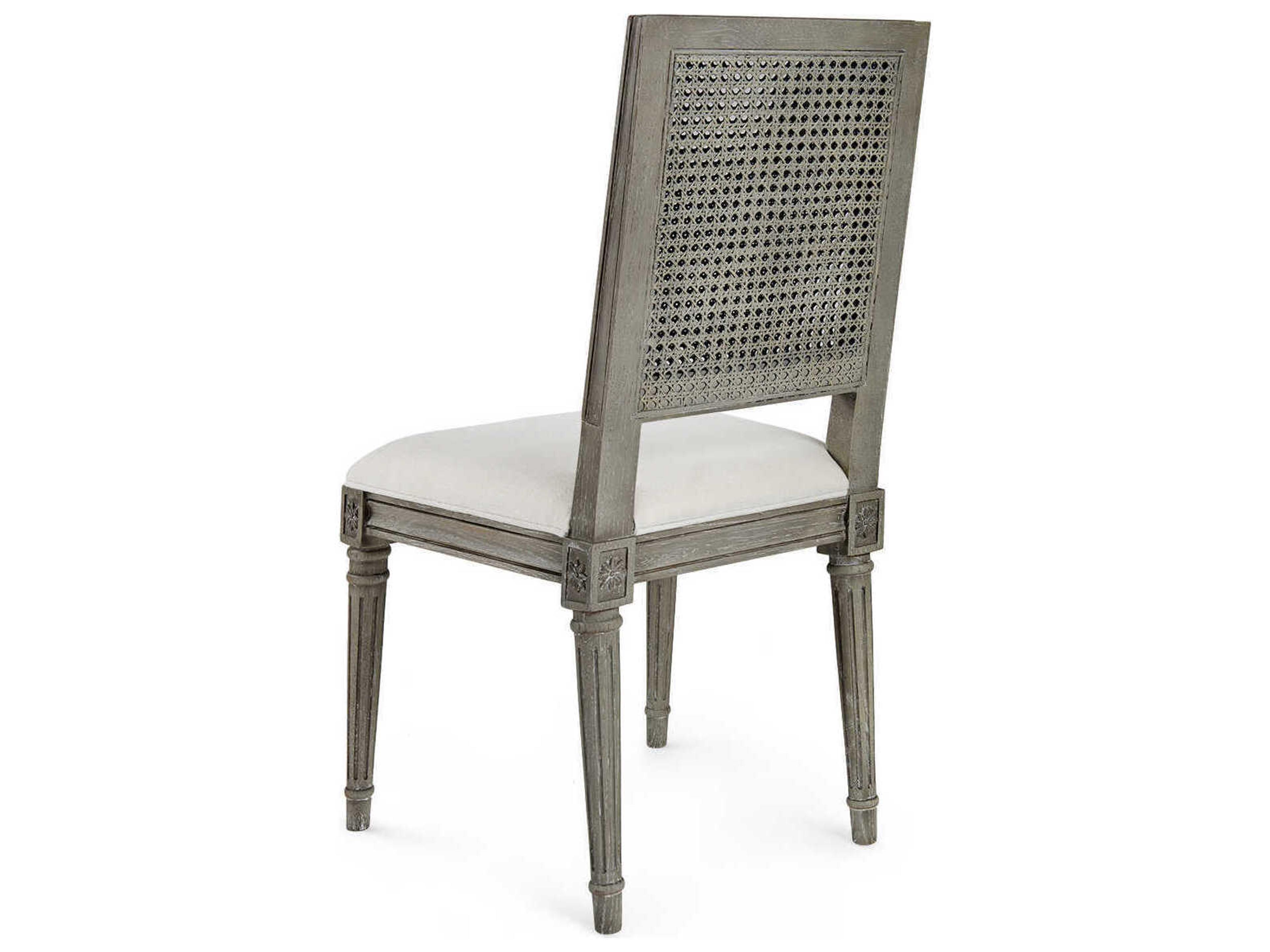 Villa & House Oak Wood Gray Upholstered Side Dining Chair
