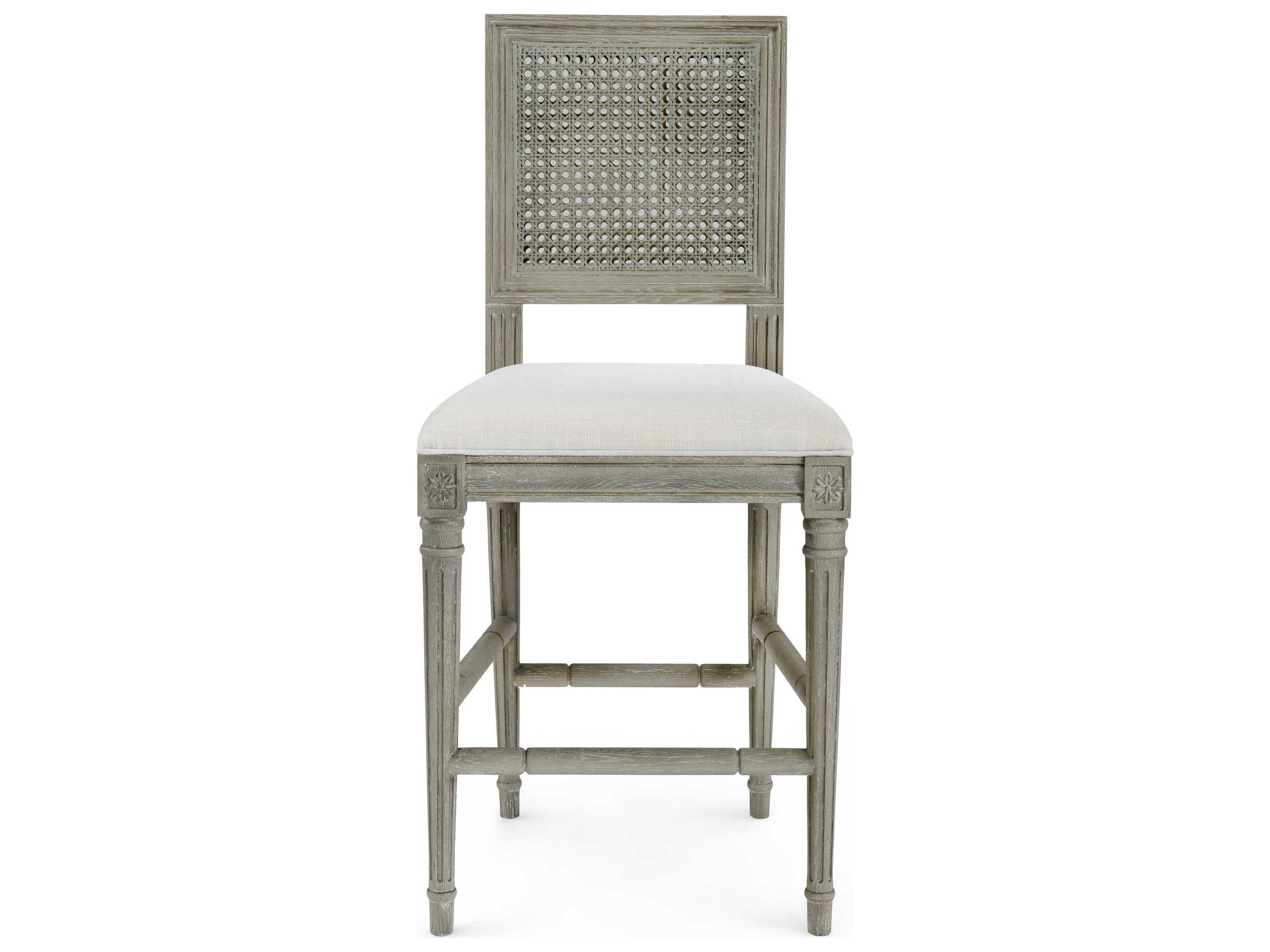 Villa & House Upholstered Oak Wood Soft Gray Counter Stool