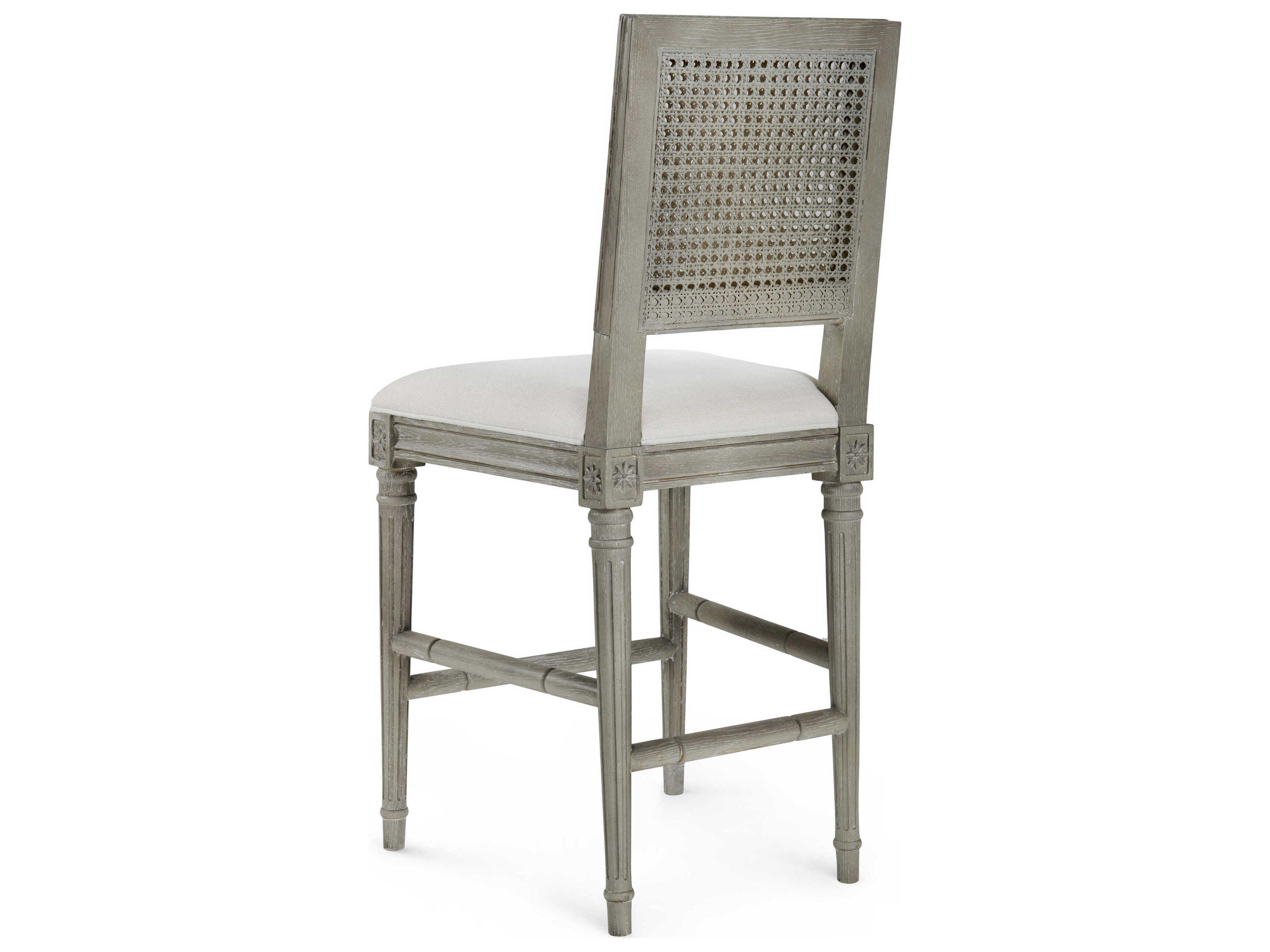 Villa & House Upholstered Oak Wood Soft Gray Counter Stool