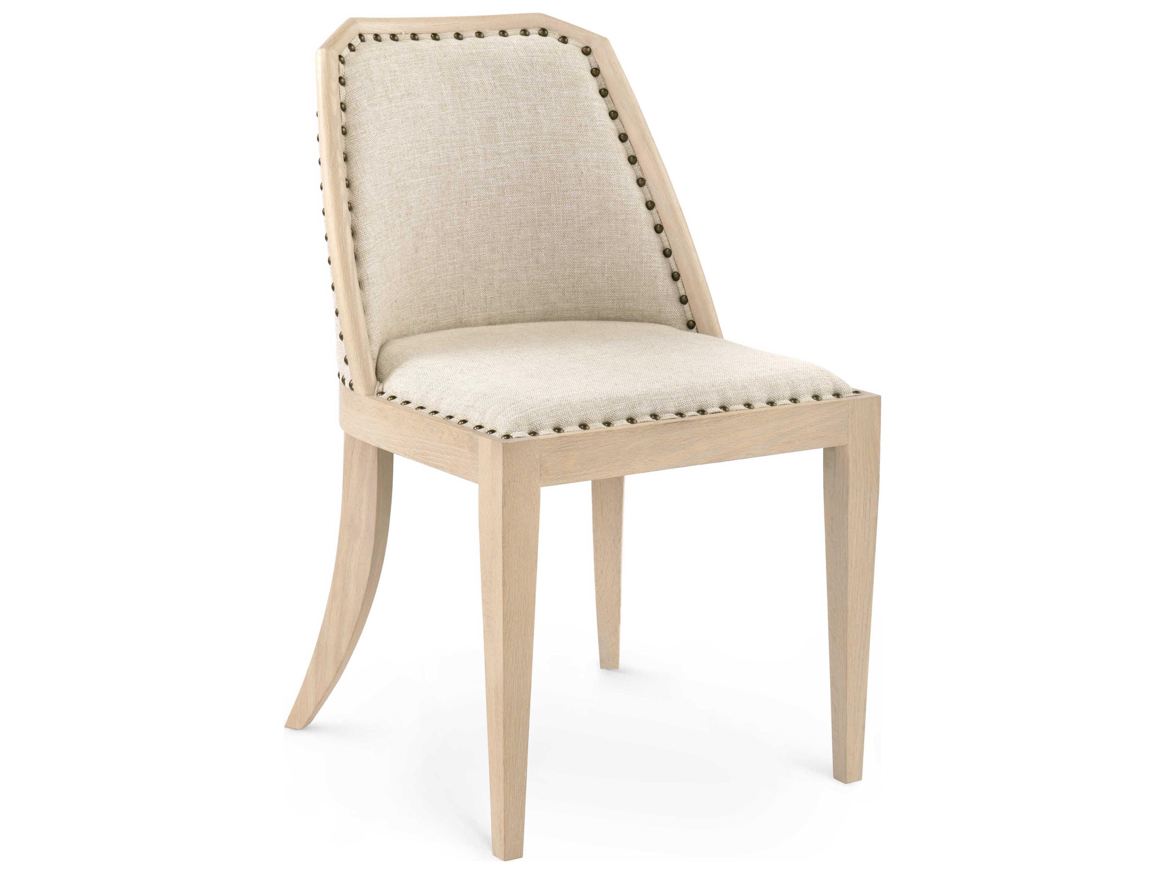 Villa & House Oak Wood Brown Upholstered Side Dining Chair