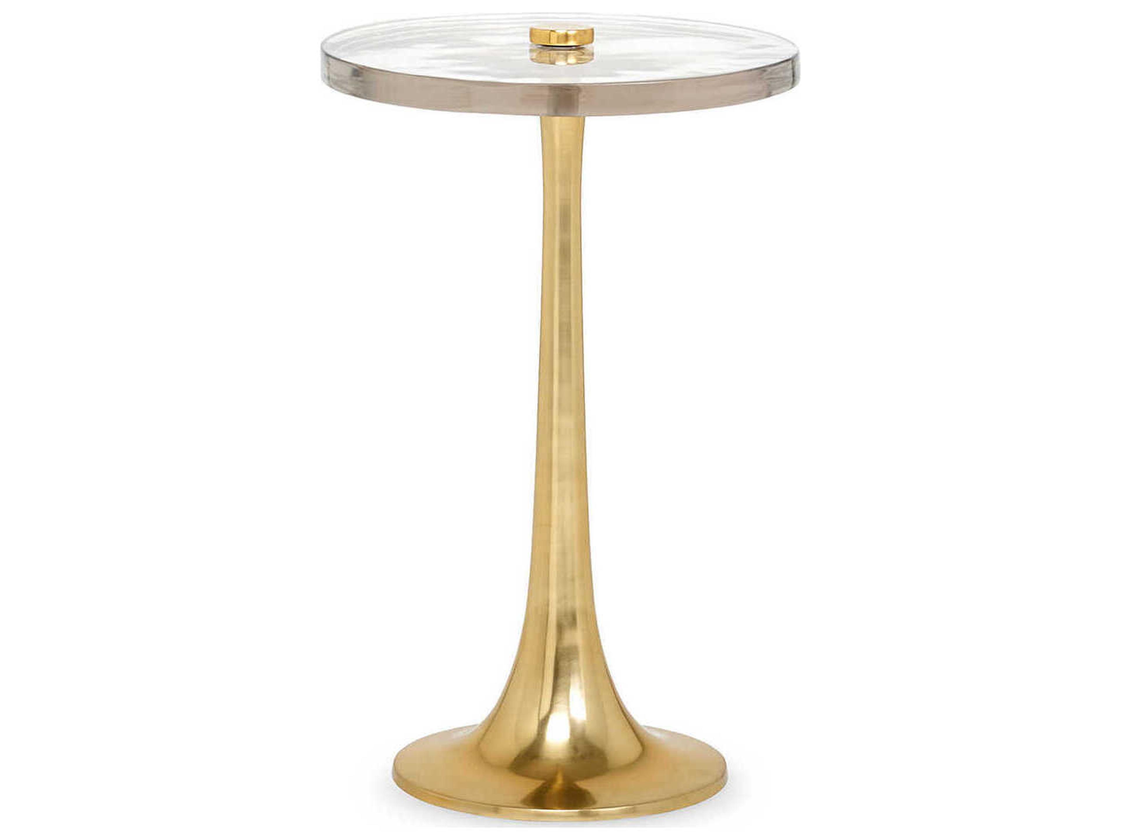 Villa & House Round Glass Polished Brass End Table