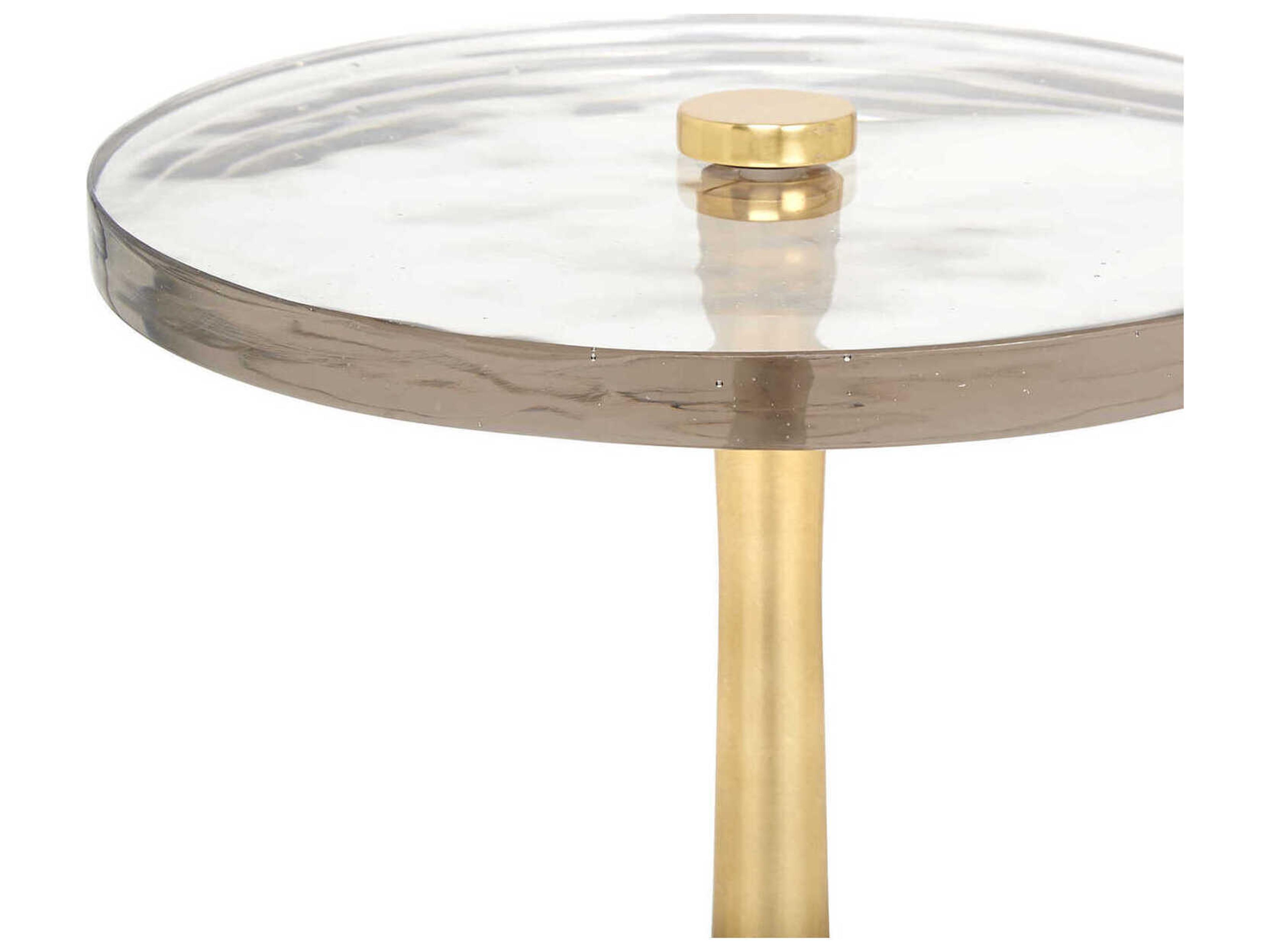 Villa & House Round Glass Polished Brass End Table