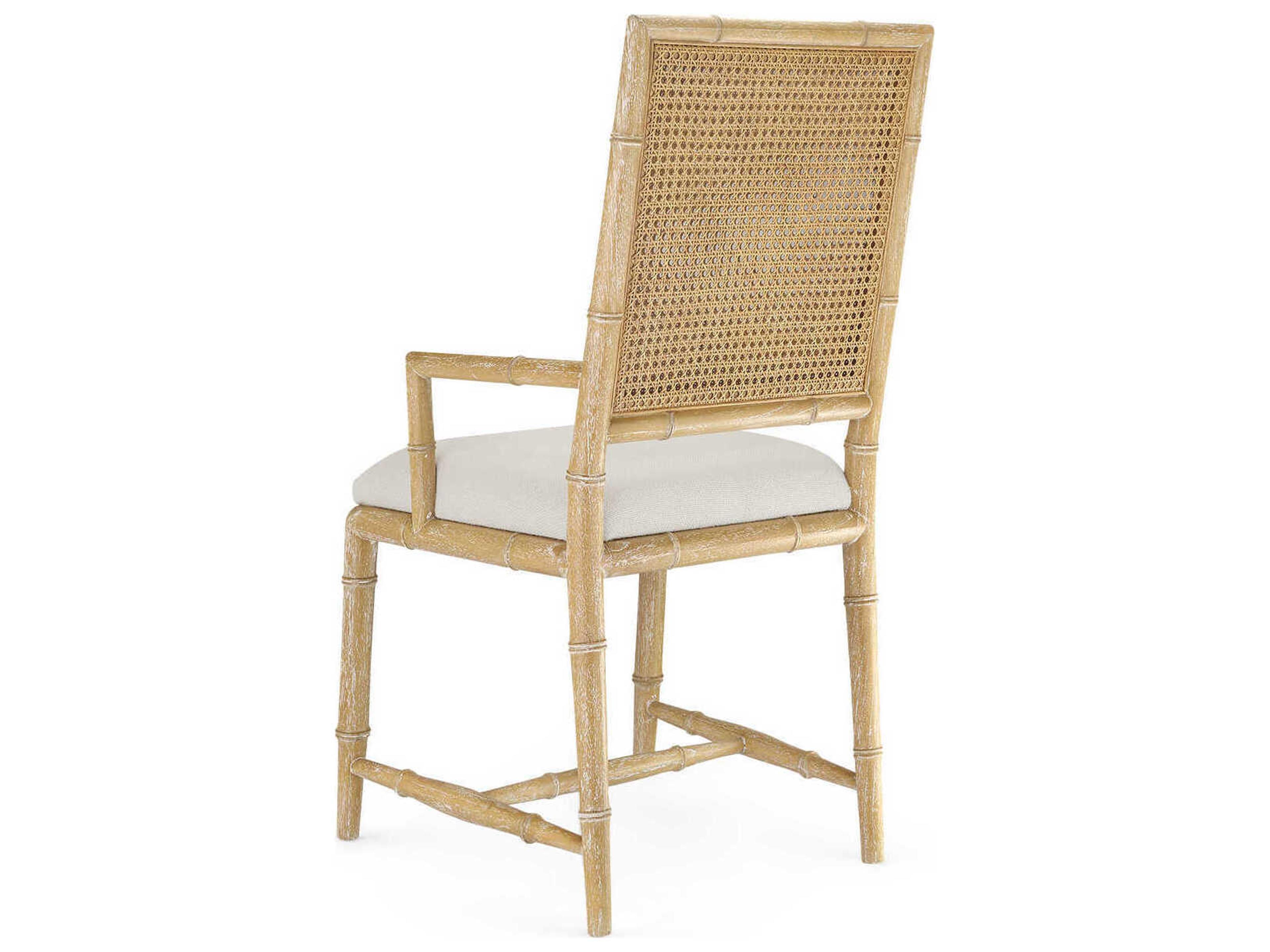 Villa & House Mahogany Wood Natural Upholstered Arm Dining Chair