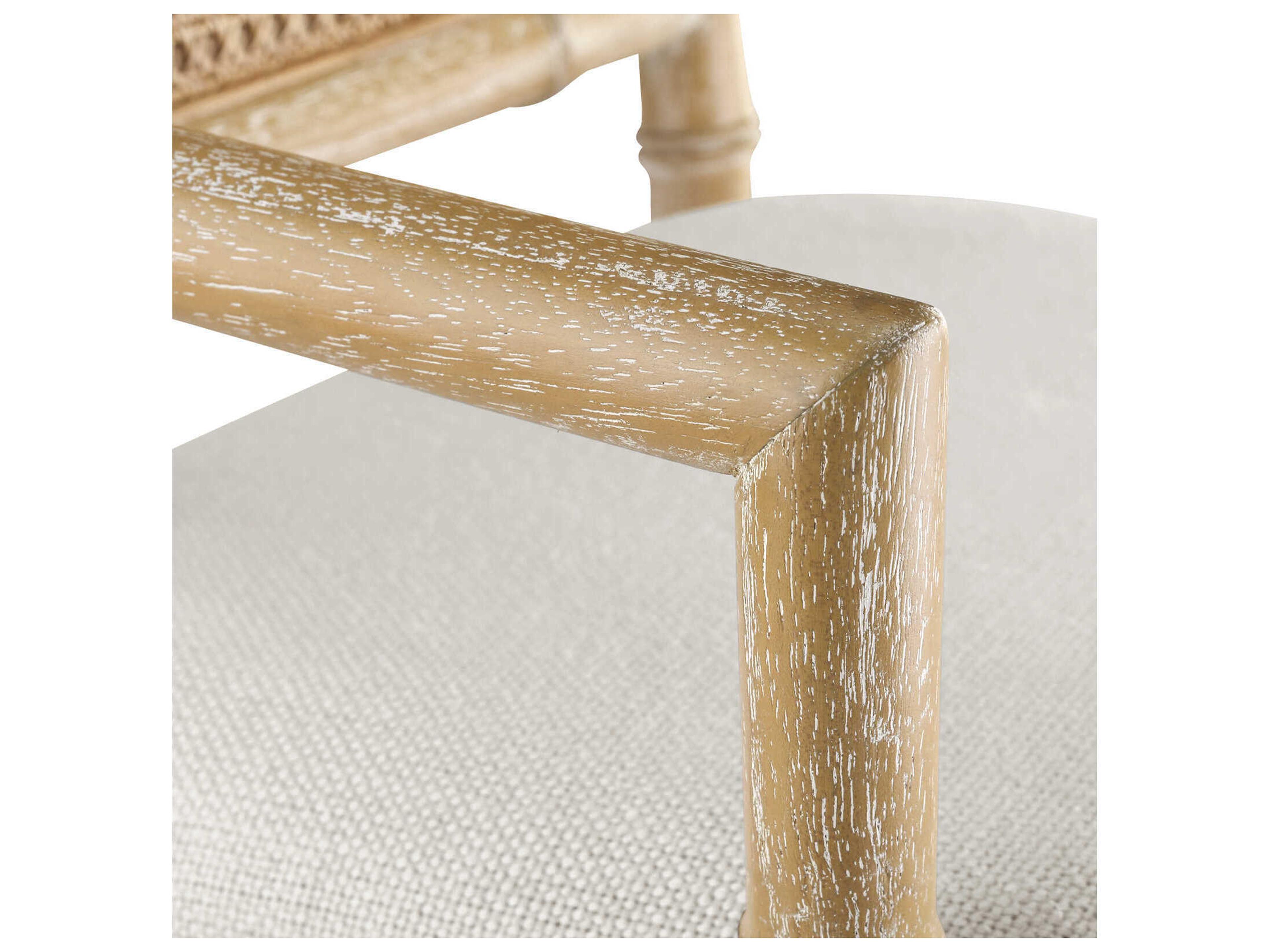 Villa & House Mahogany Wood Natural Upholstered Arm Dining Chair