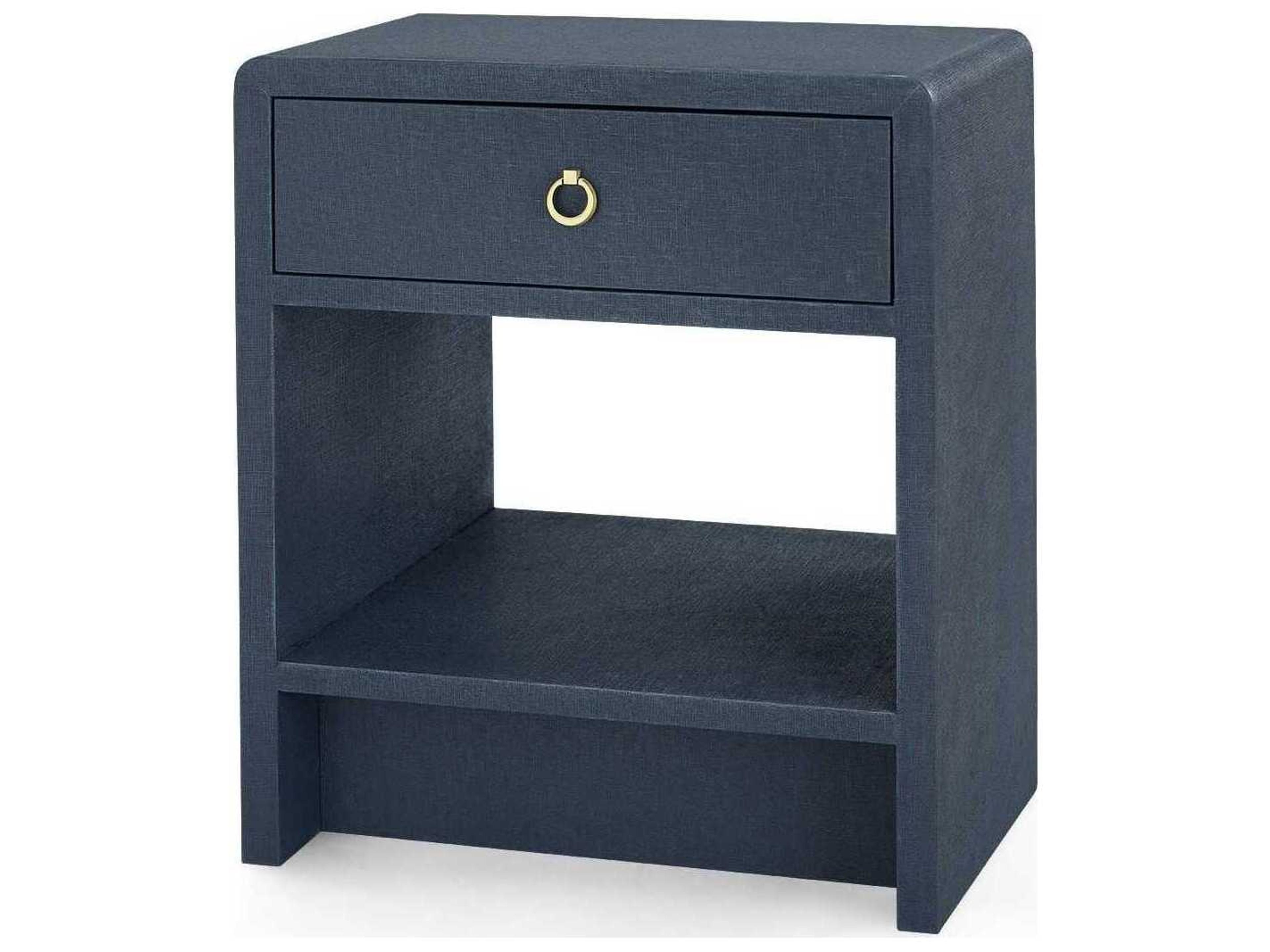 Rectangular Wood Blue Steel End Table