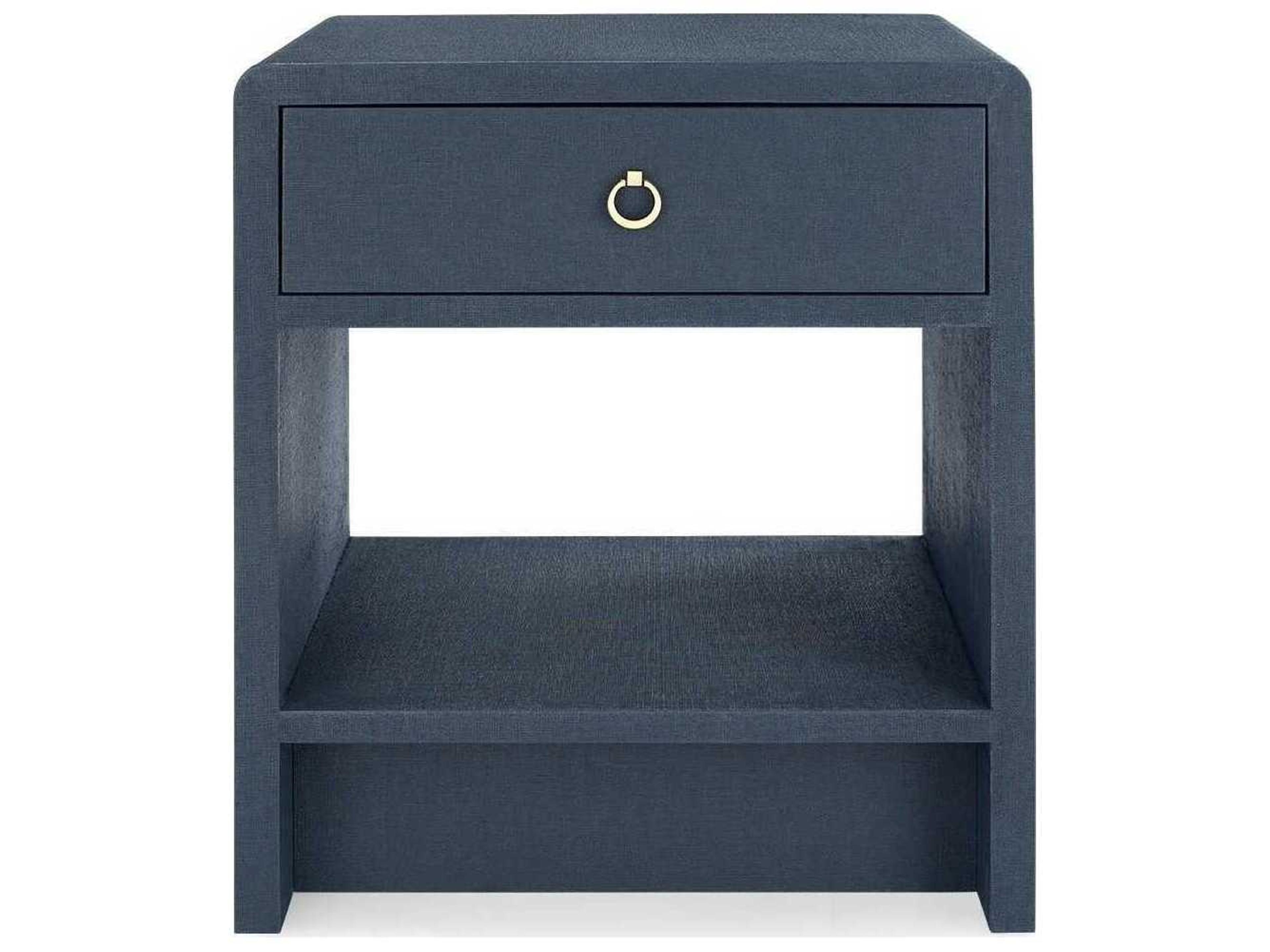 Villa & House Rectangular Wood Blue Steel End Table