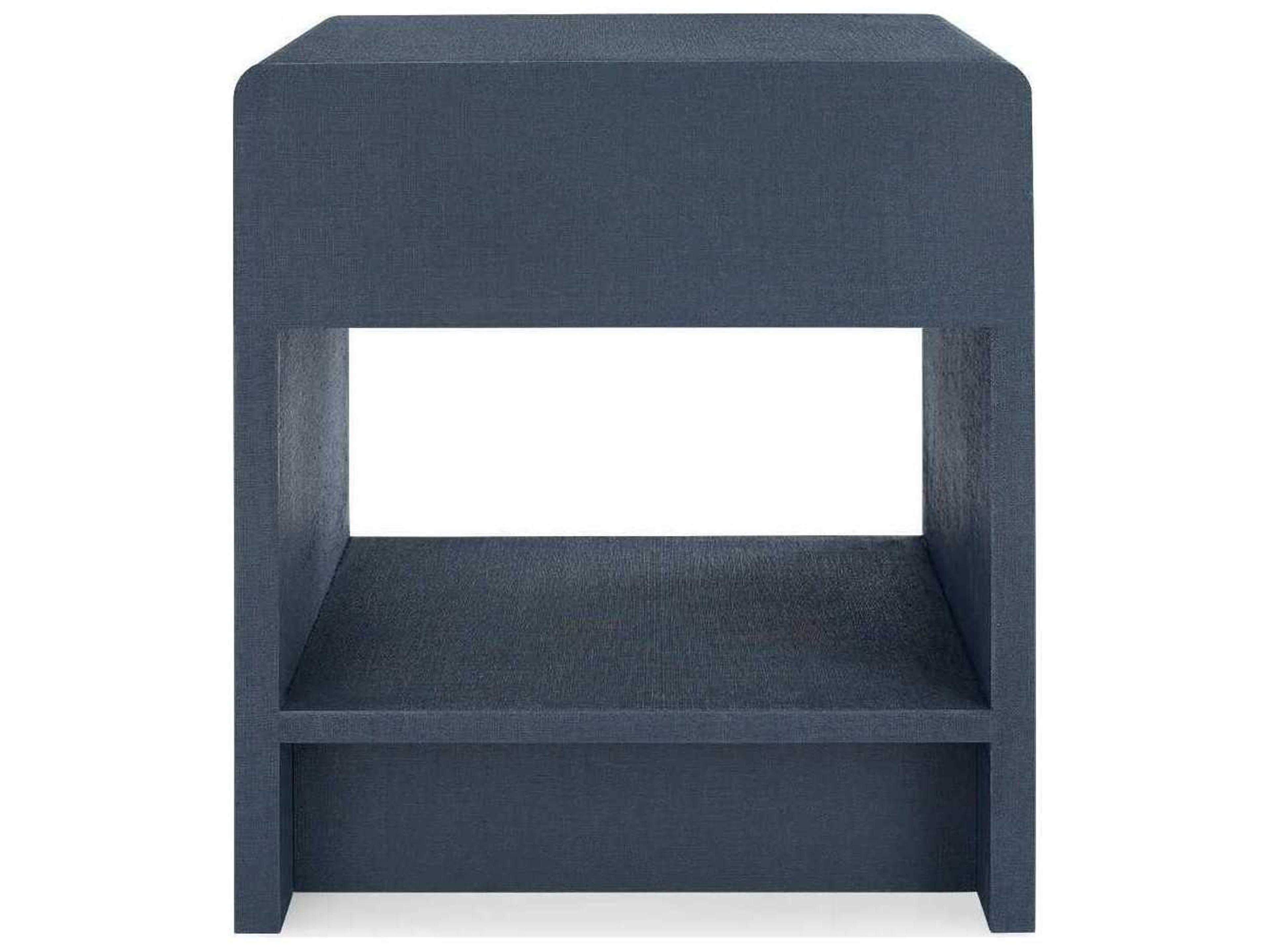 Villa & House Rectangular Wood Blue Steel End Table