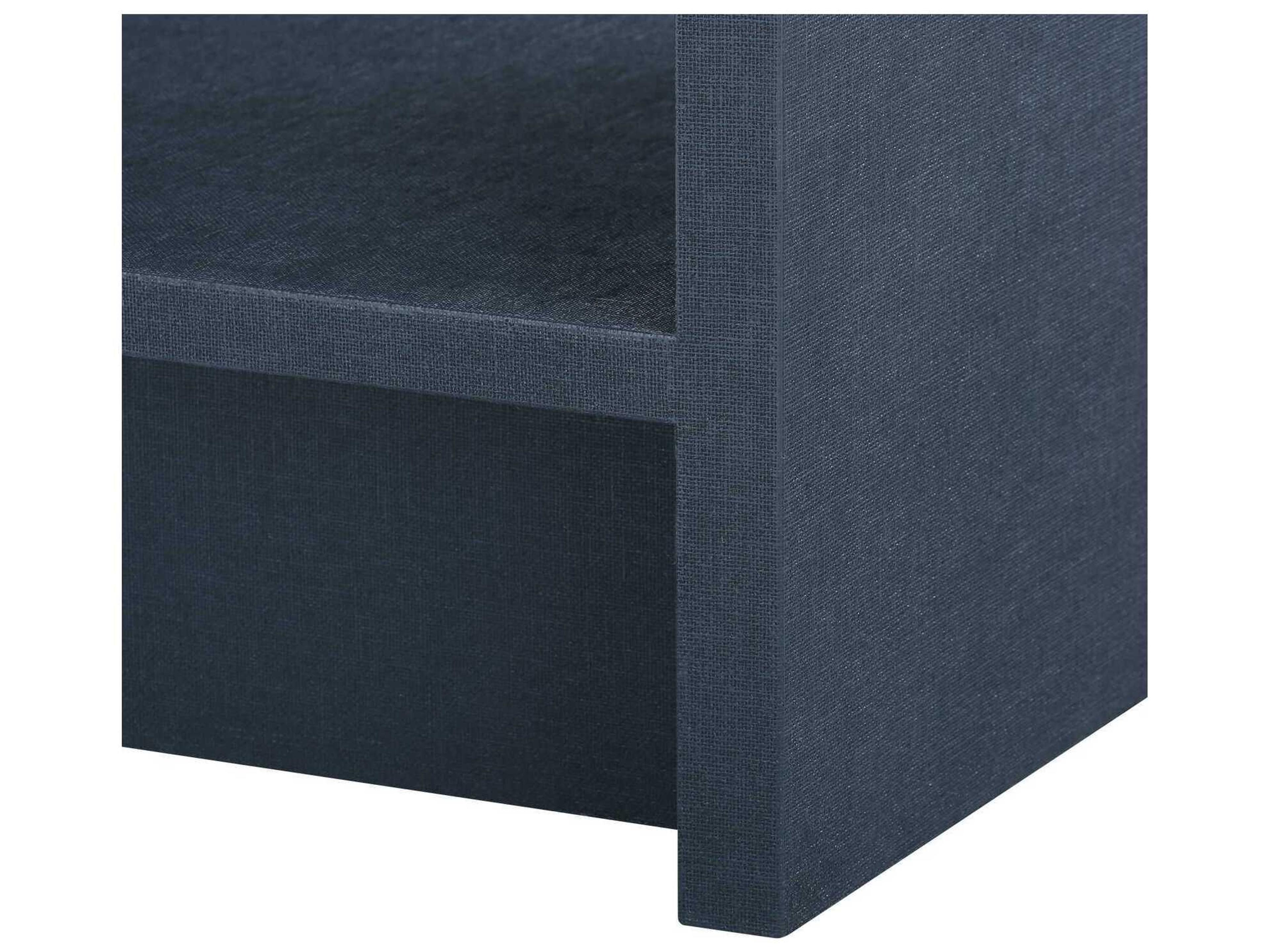 Villa & House Rectangular Wood Blue Steel End Table