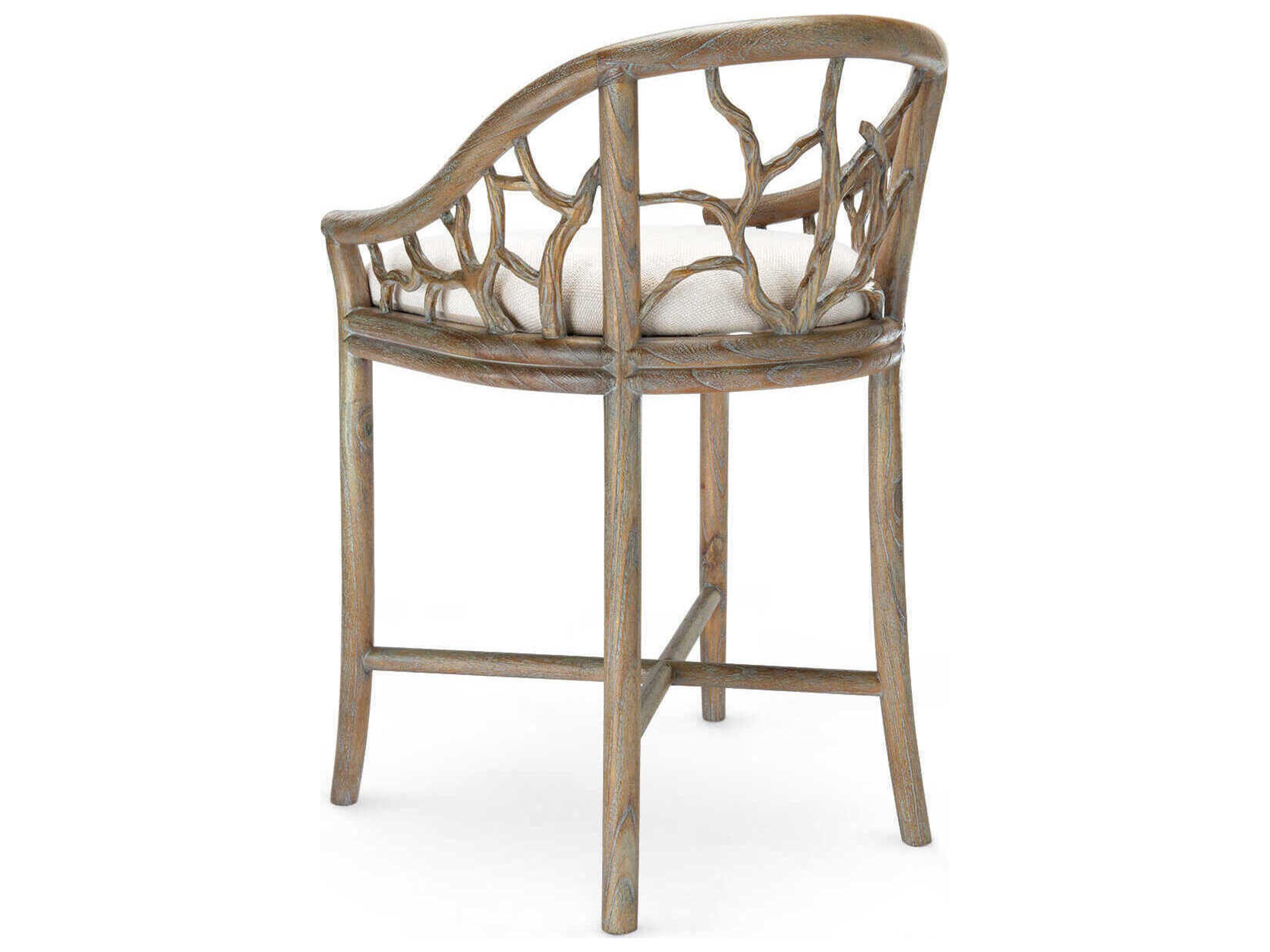 Villa & House Upholstered Mahogany Wood Driftwood Counter Stool