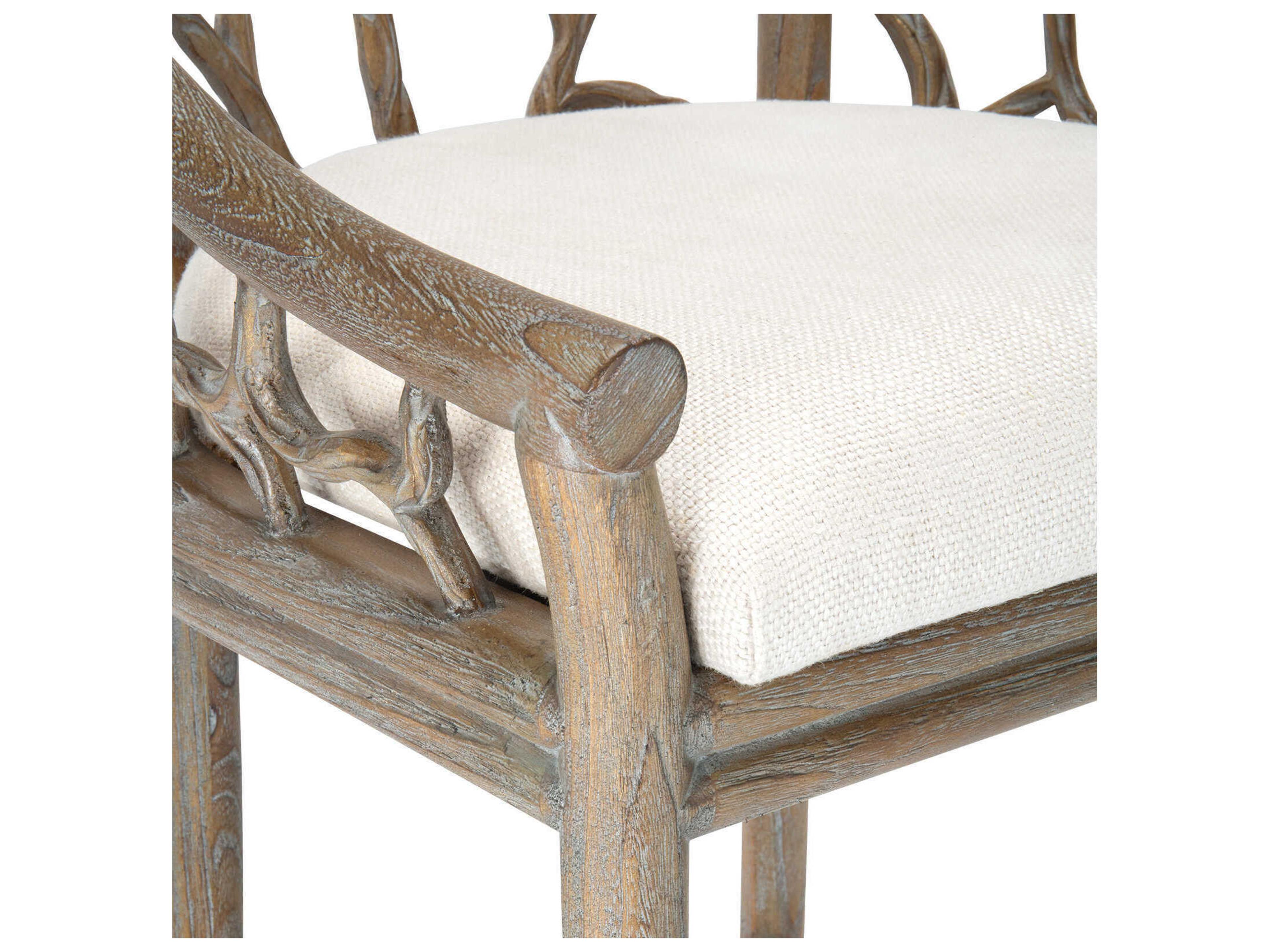 Villa & House Upholstered Mahogany Wood Driftwood Counter Stool