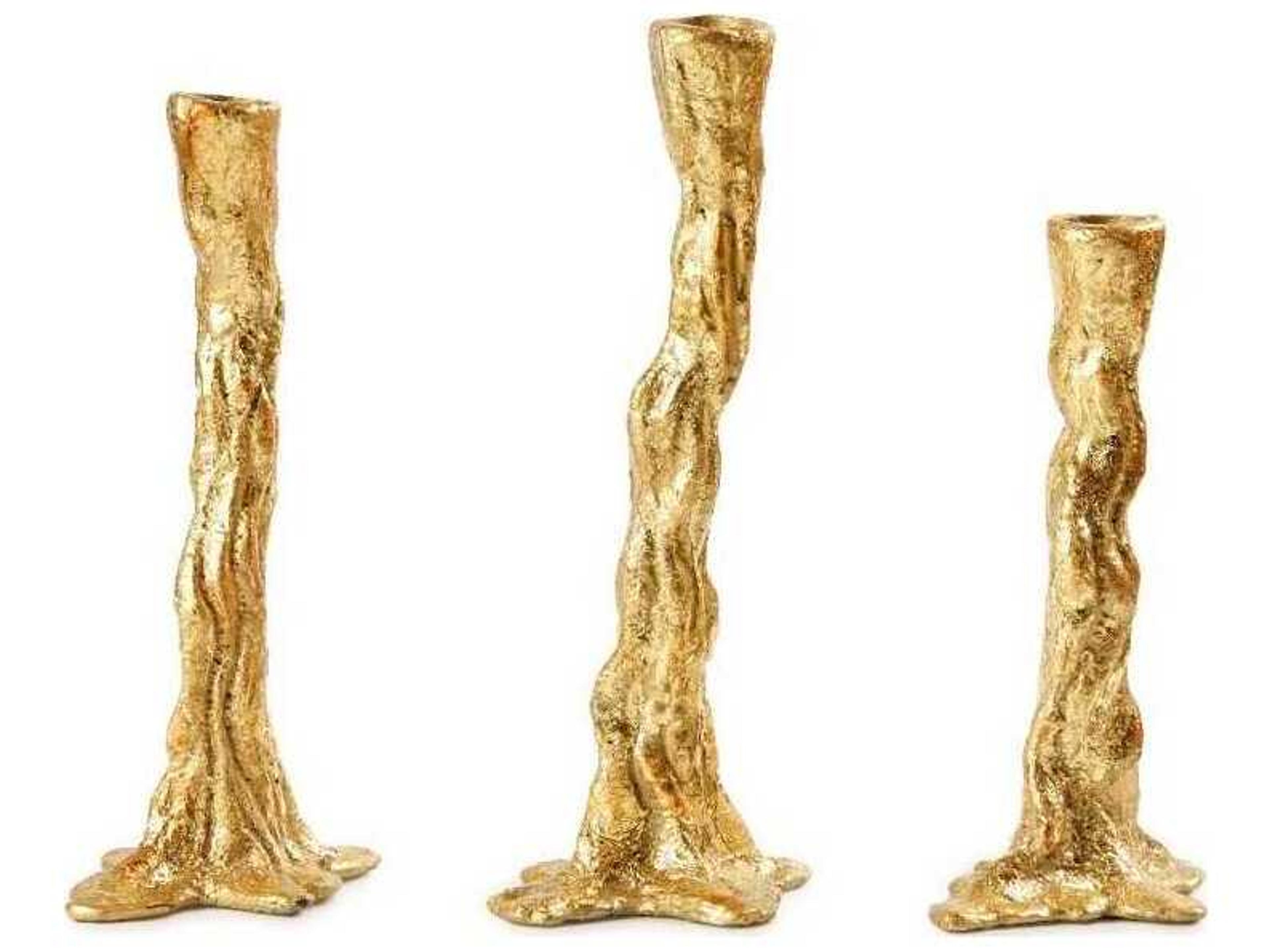 Villa & House Branch Gold Leaf Candlesticks Set of 3
