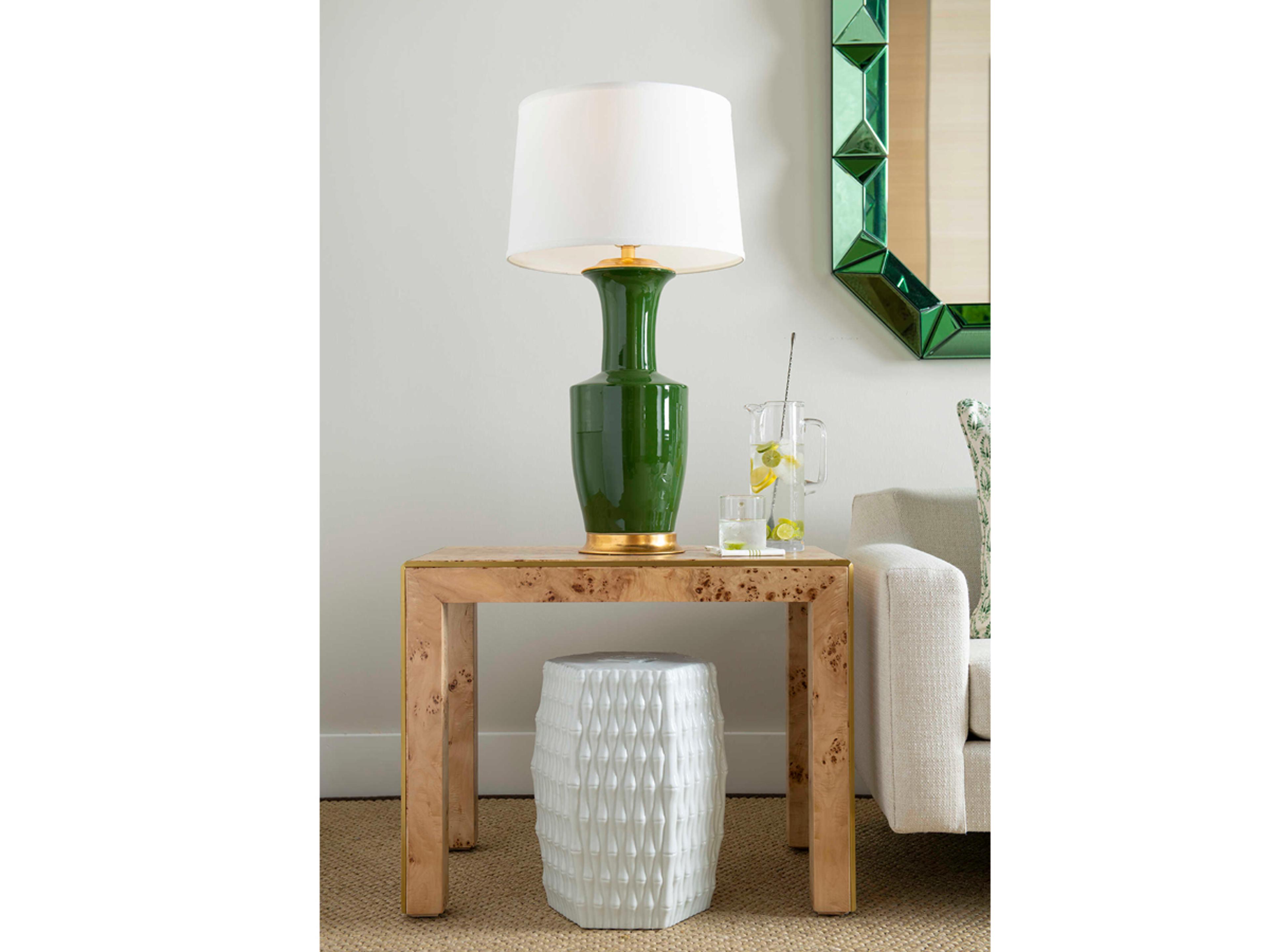 Villa & House Hexagon Porcelain Cool White End Table