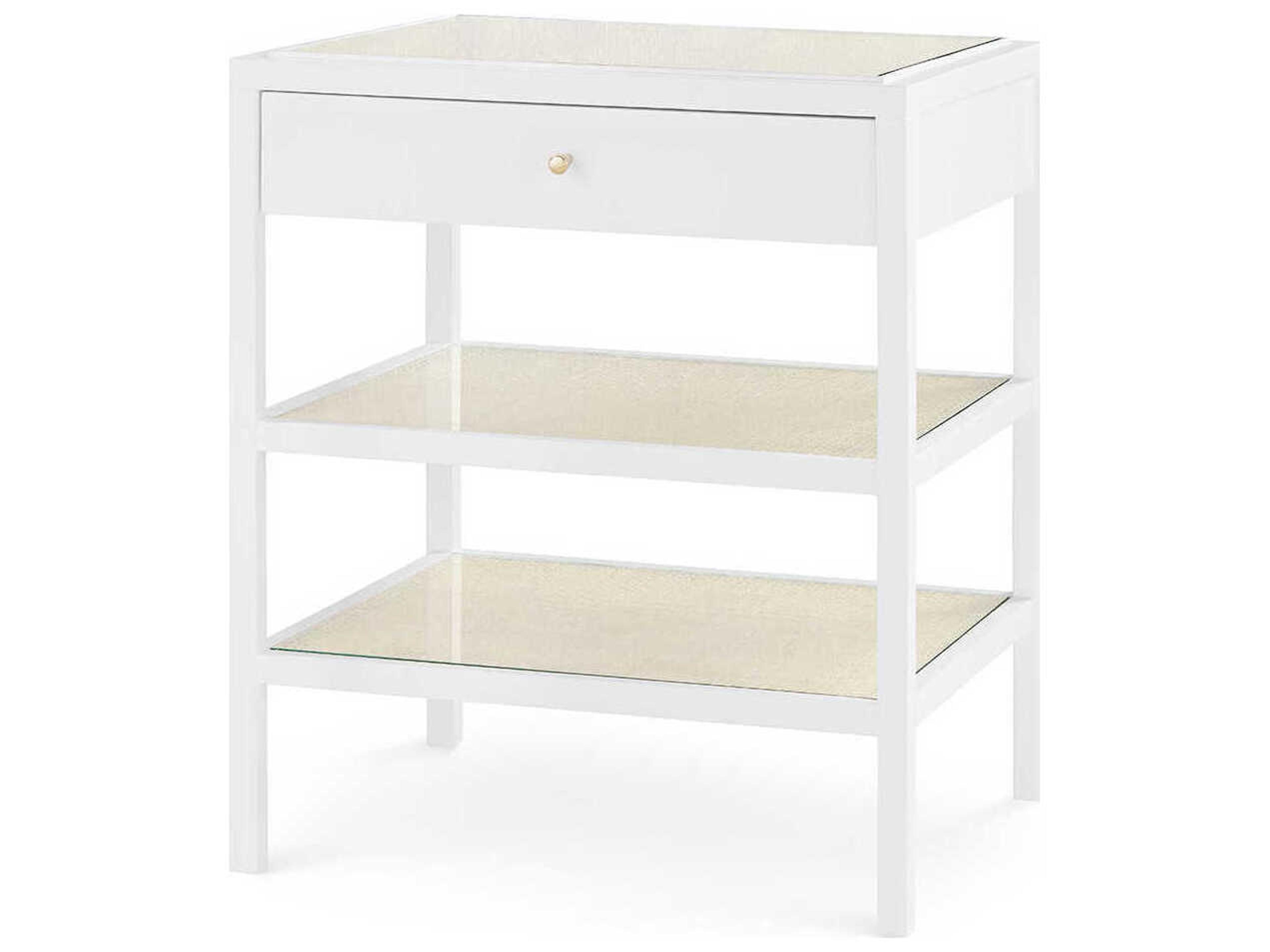 Rectangular Glass Vanilla End Table