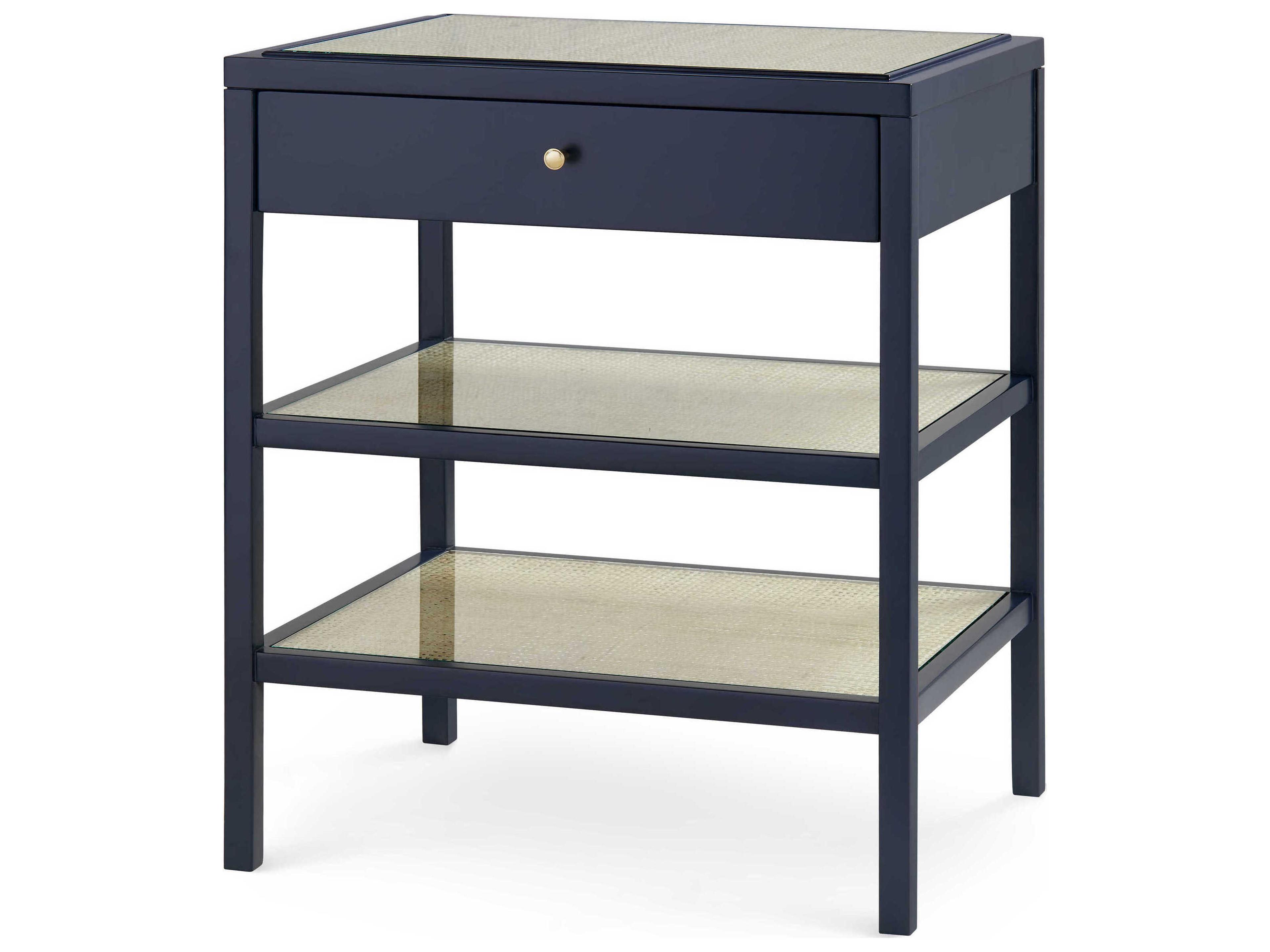 Rectangular Glass Midnight Blue End Table