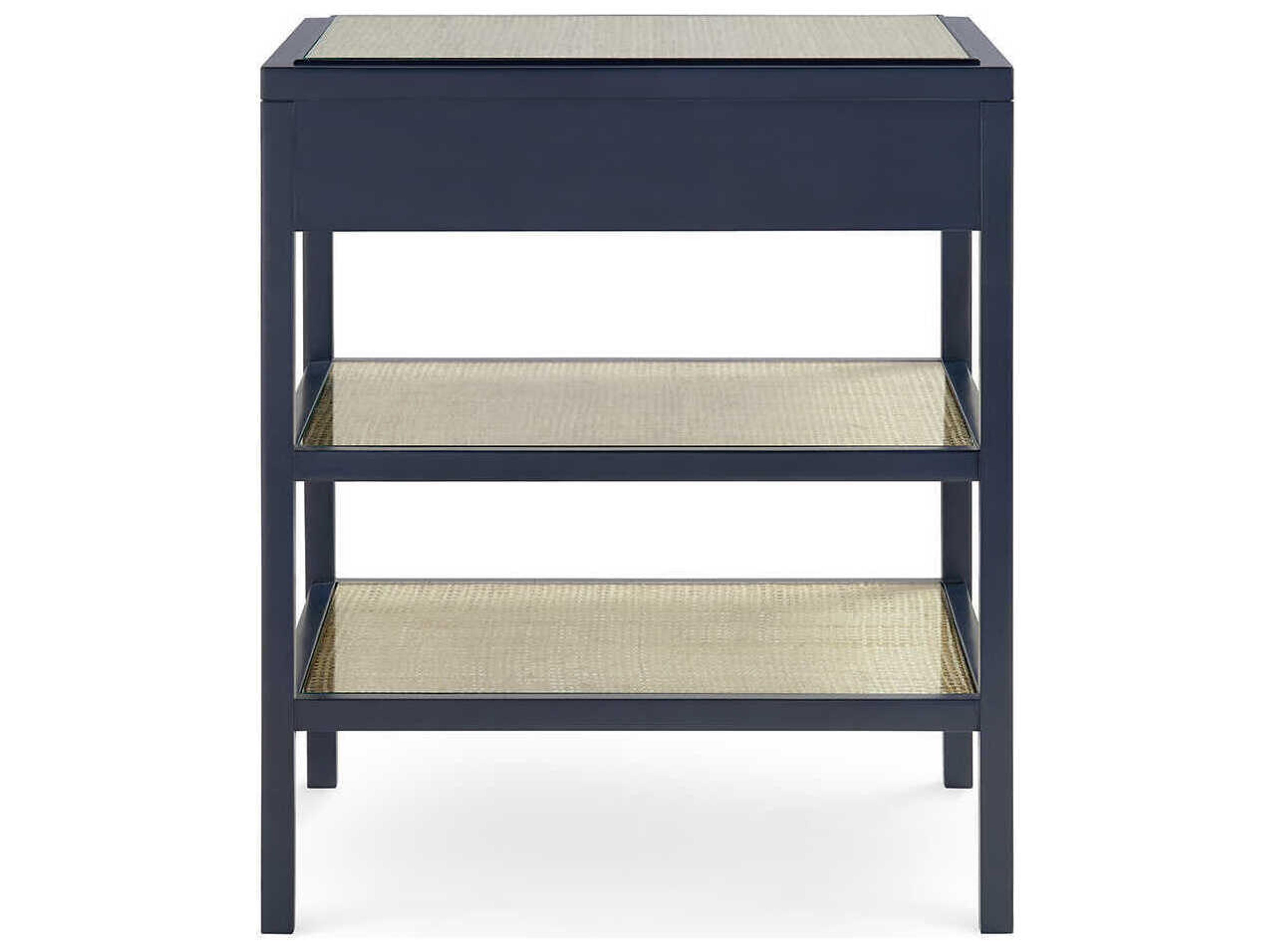 Villa & House Rectangular Glass Midnight Blue End Table