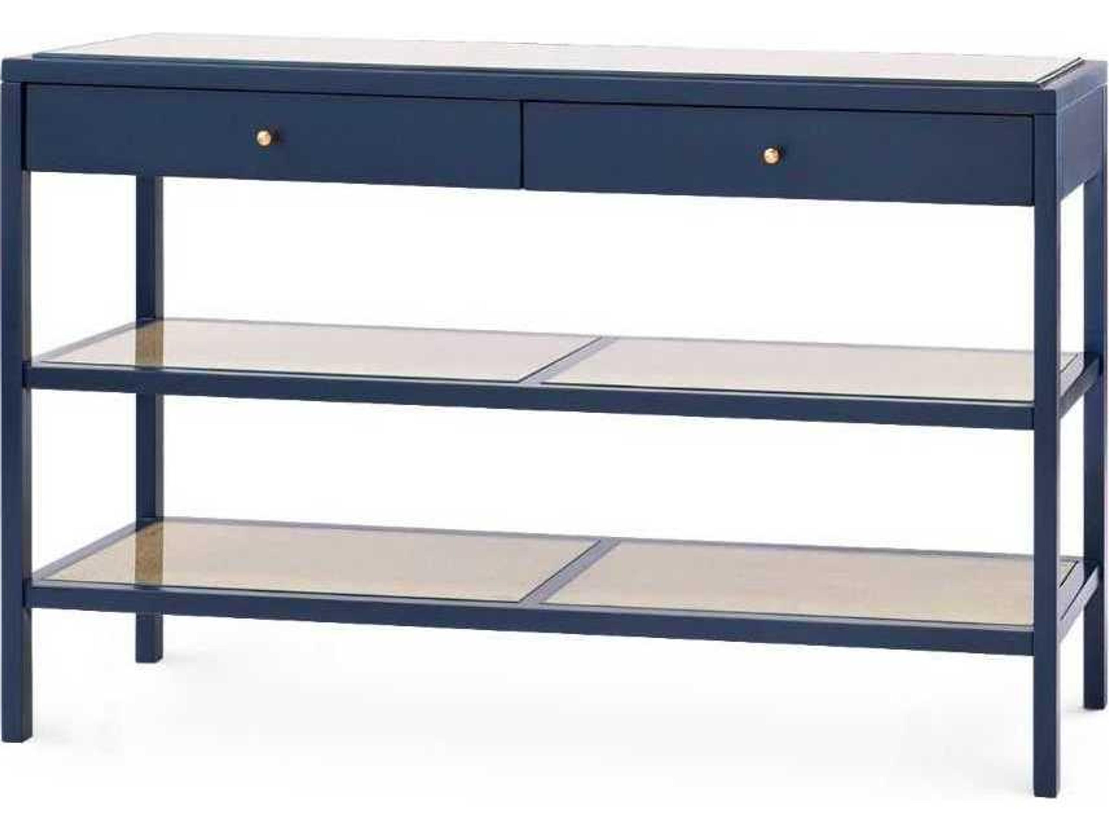 Villa & House Rectangular Glass Midnight Blue Console Table