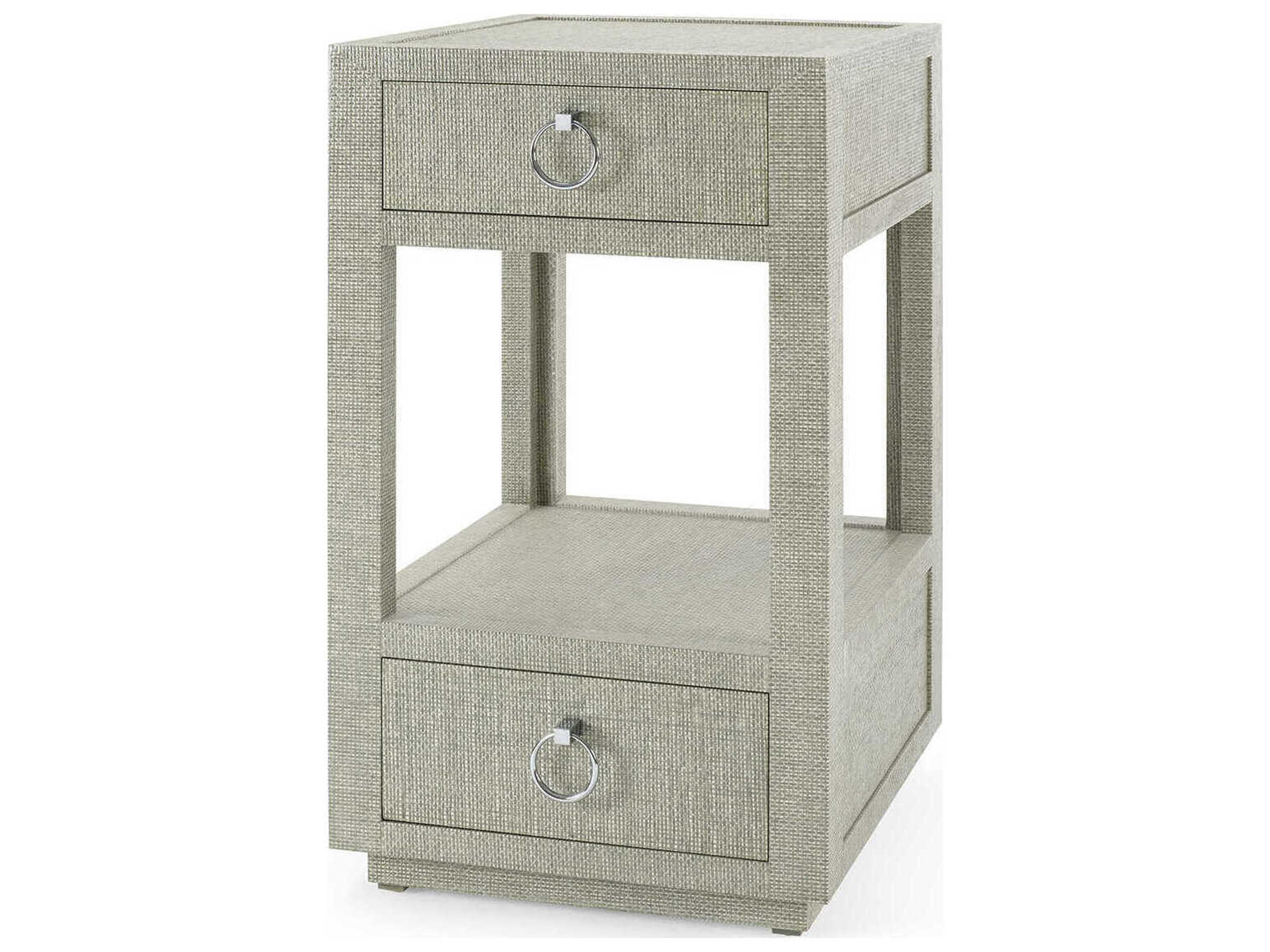 Villa & House Rectangular Wood Moss Gray Tweed End Table