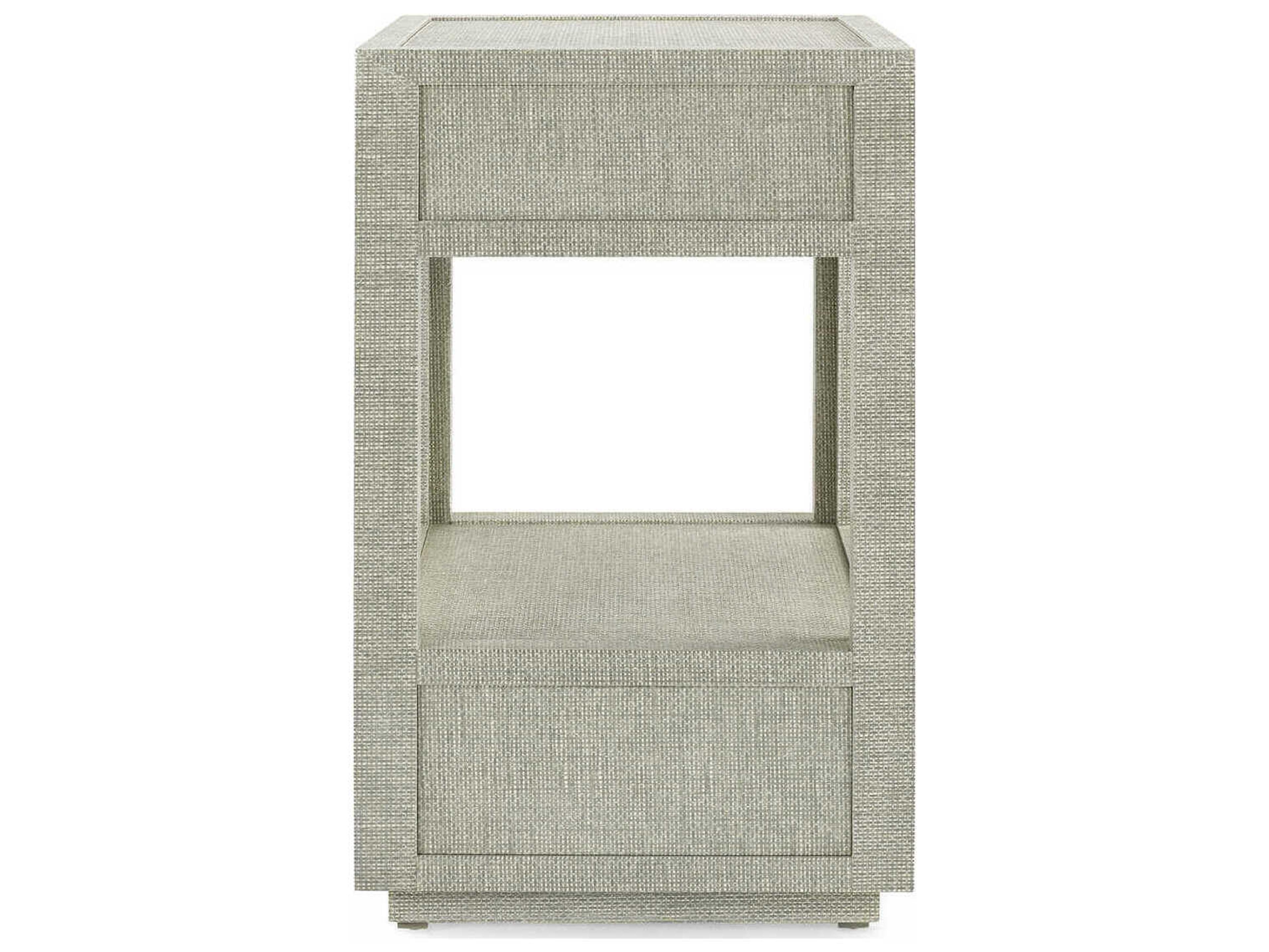 Villa & House Rectangular Wood Moss Gray Tweed End Table