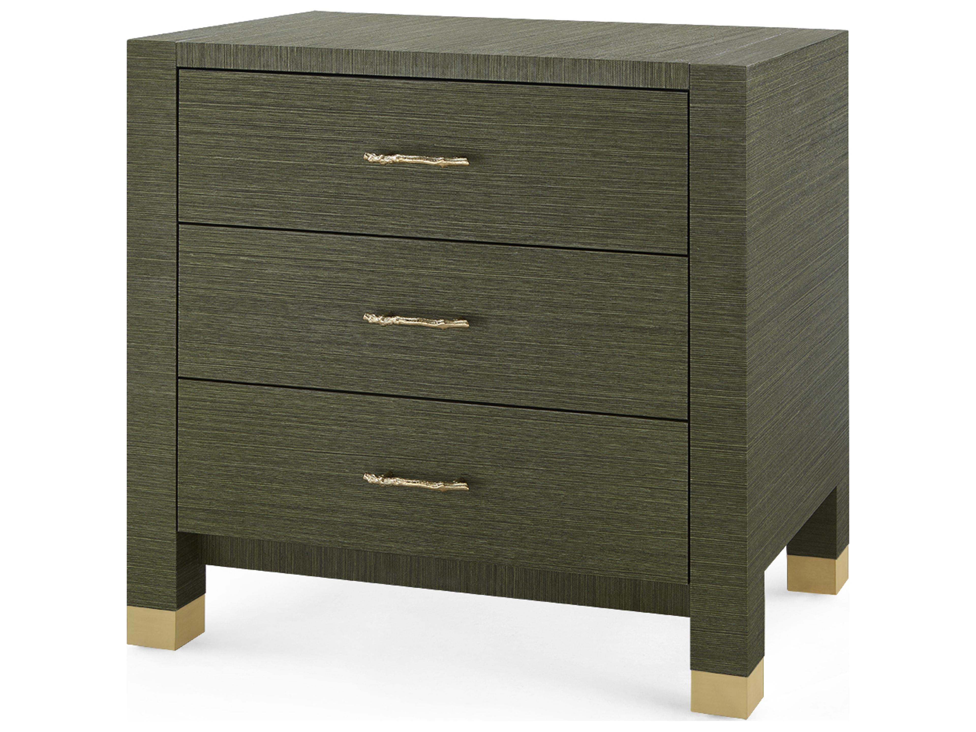 Camden 3-Drawers Green Nightstand
