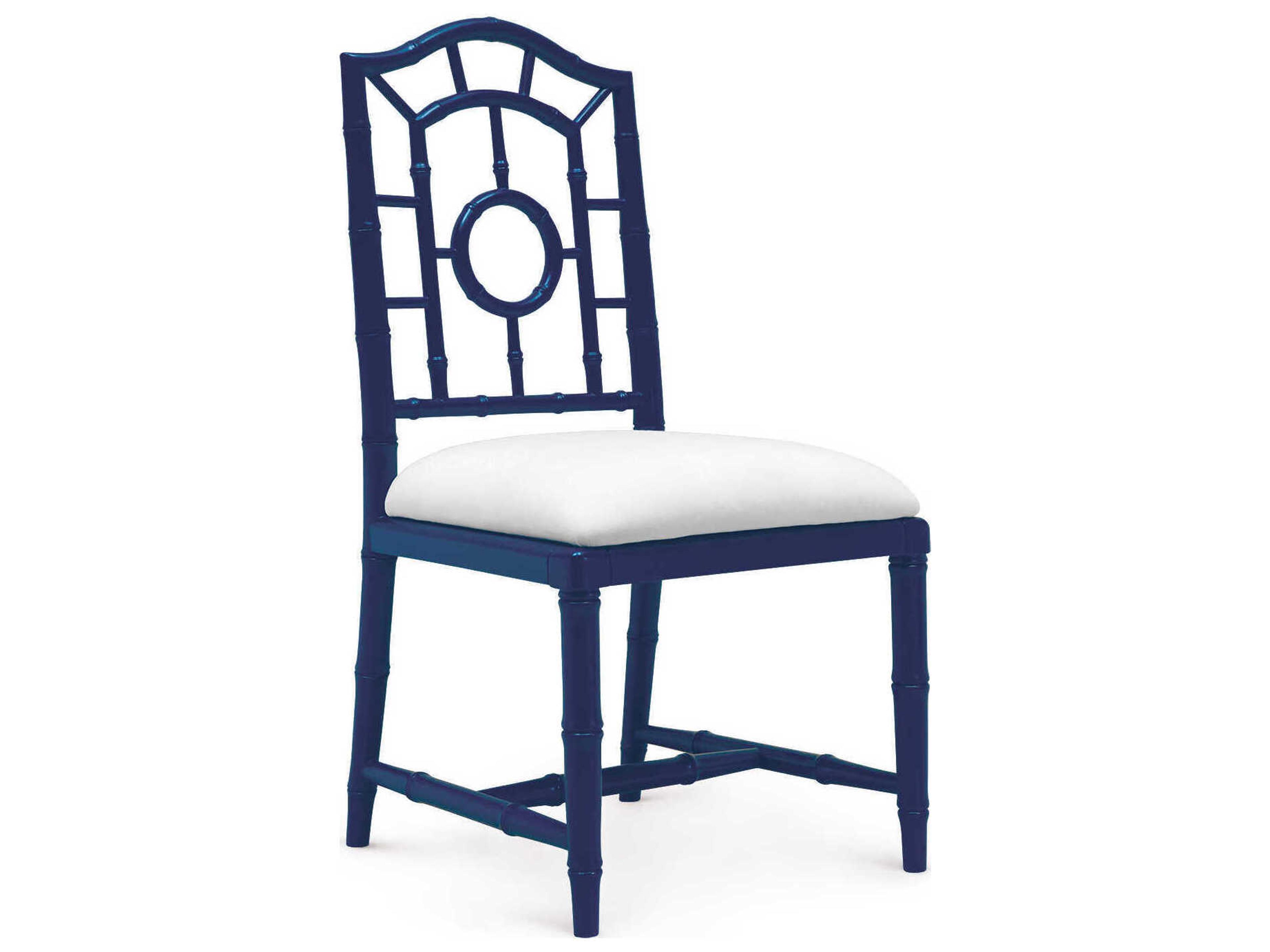 Mahogany Wood Blue Upholstered Side Dining Chair