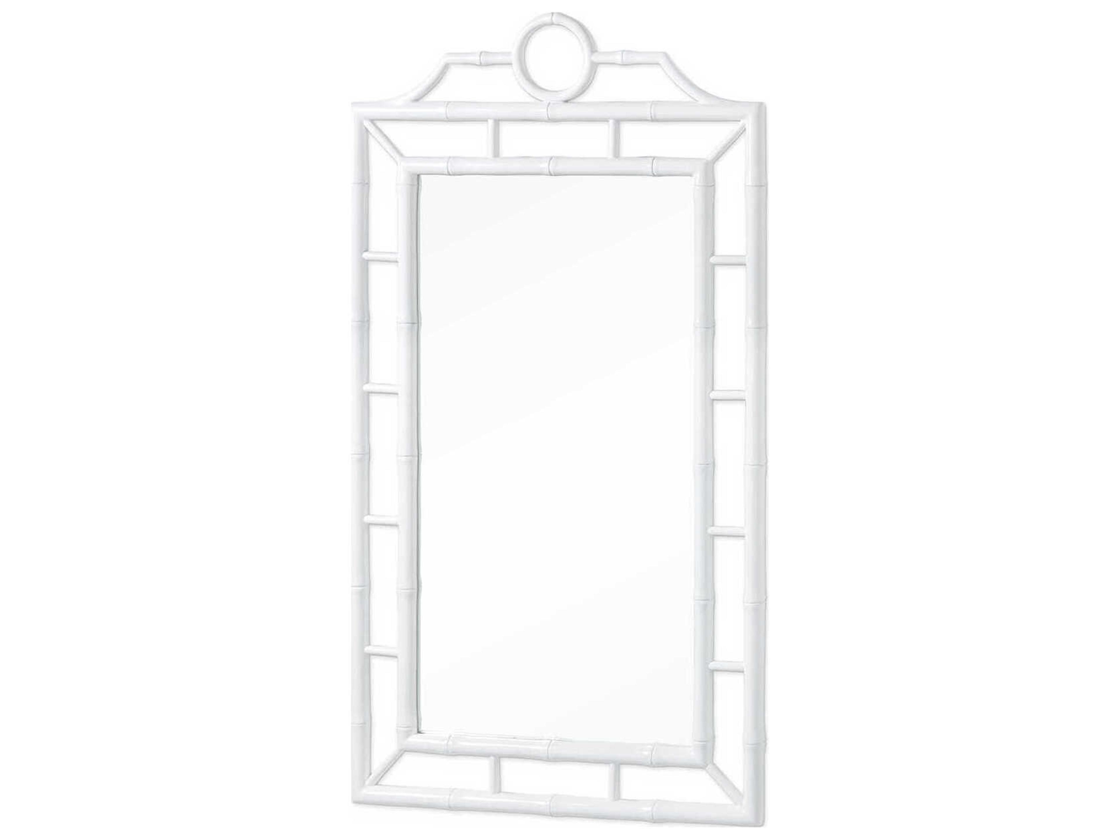 Chloe Rectangular Wall Mirror in Eggshell White Faux Bamboo