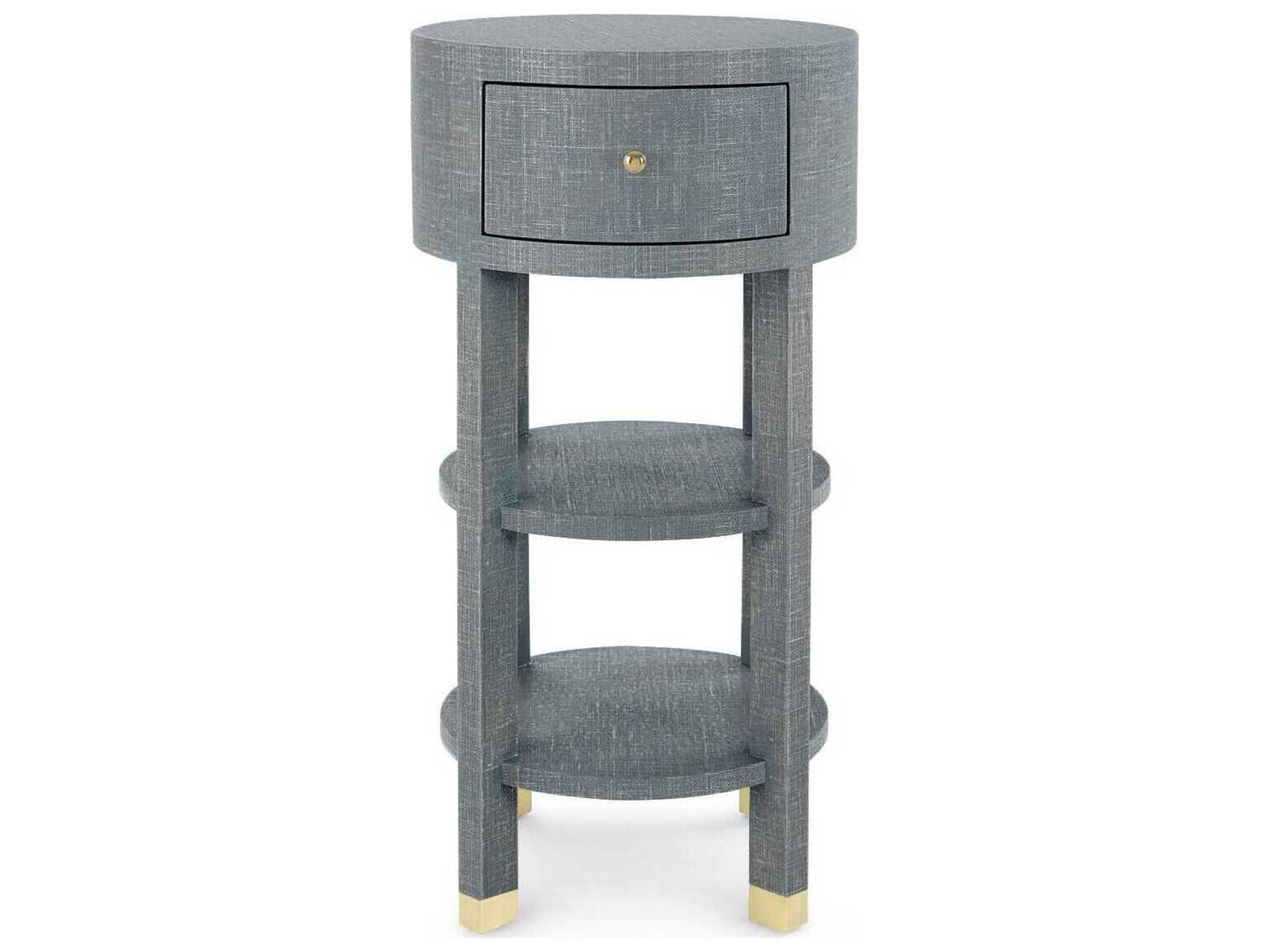 Villa & House Round Wood Washed Winter Gray End Table