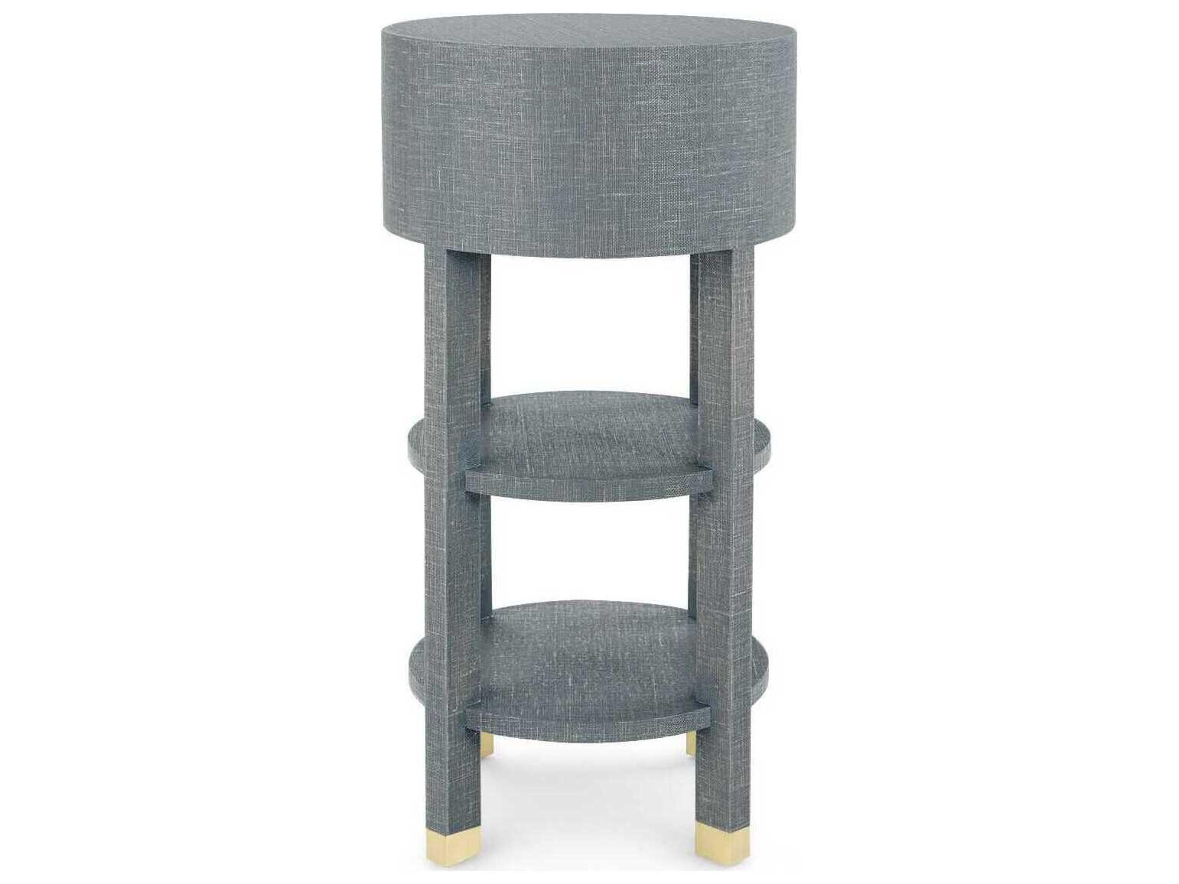 Villa & House Round Wood Washed Winter Gray End Table
