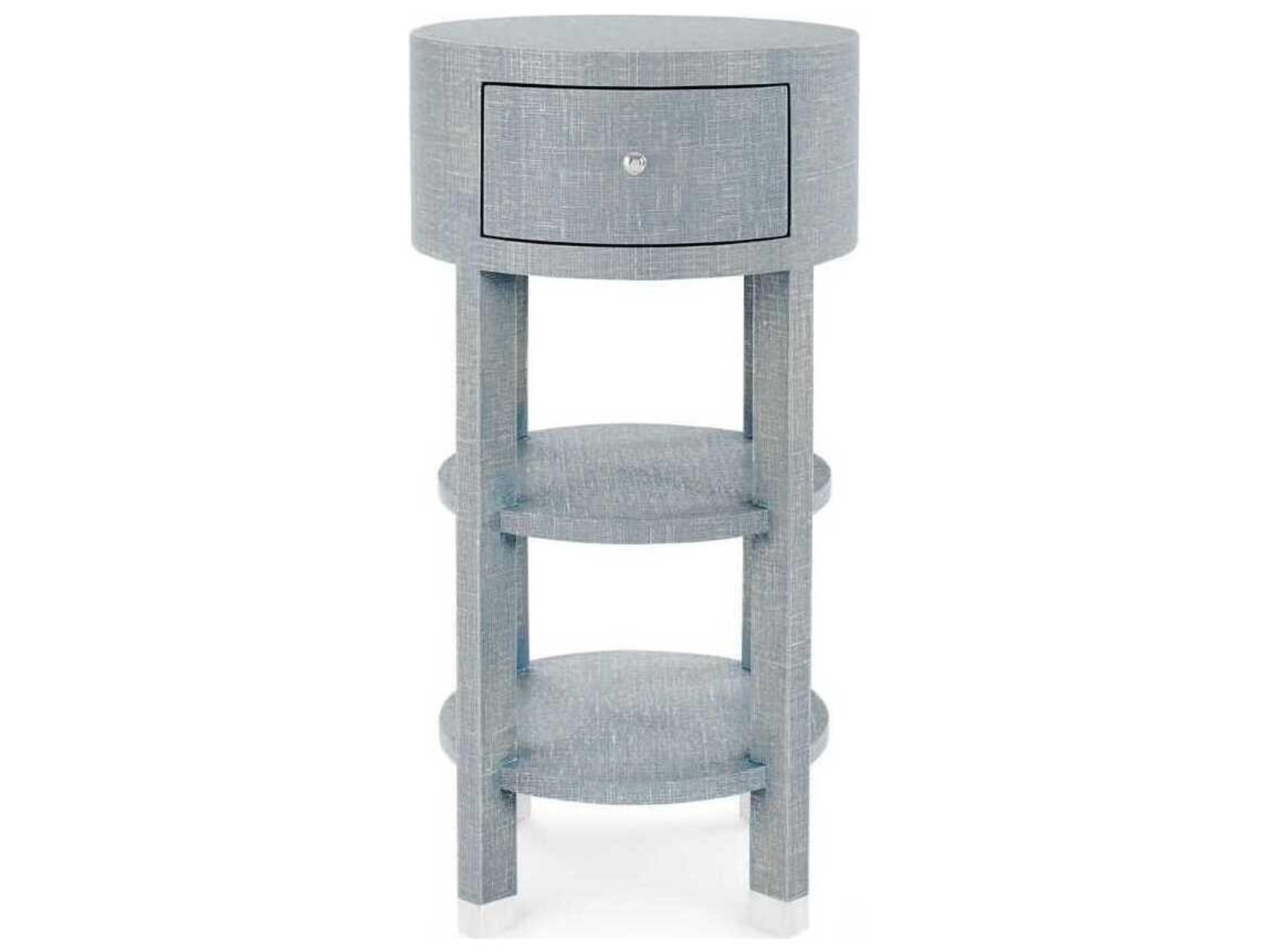 Villa & House Round Wood Washed Winter Gray End Table