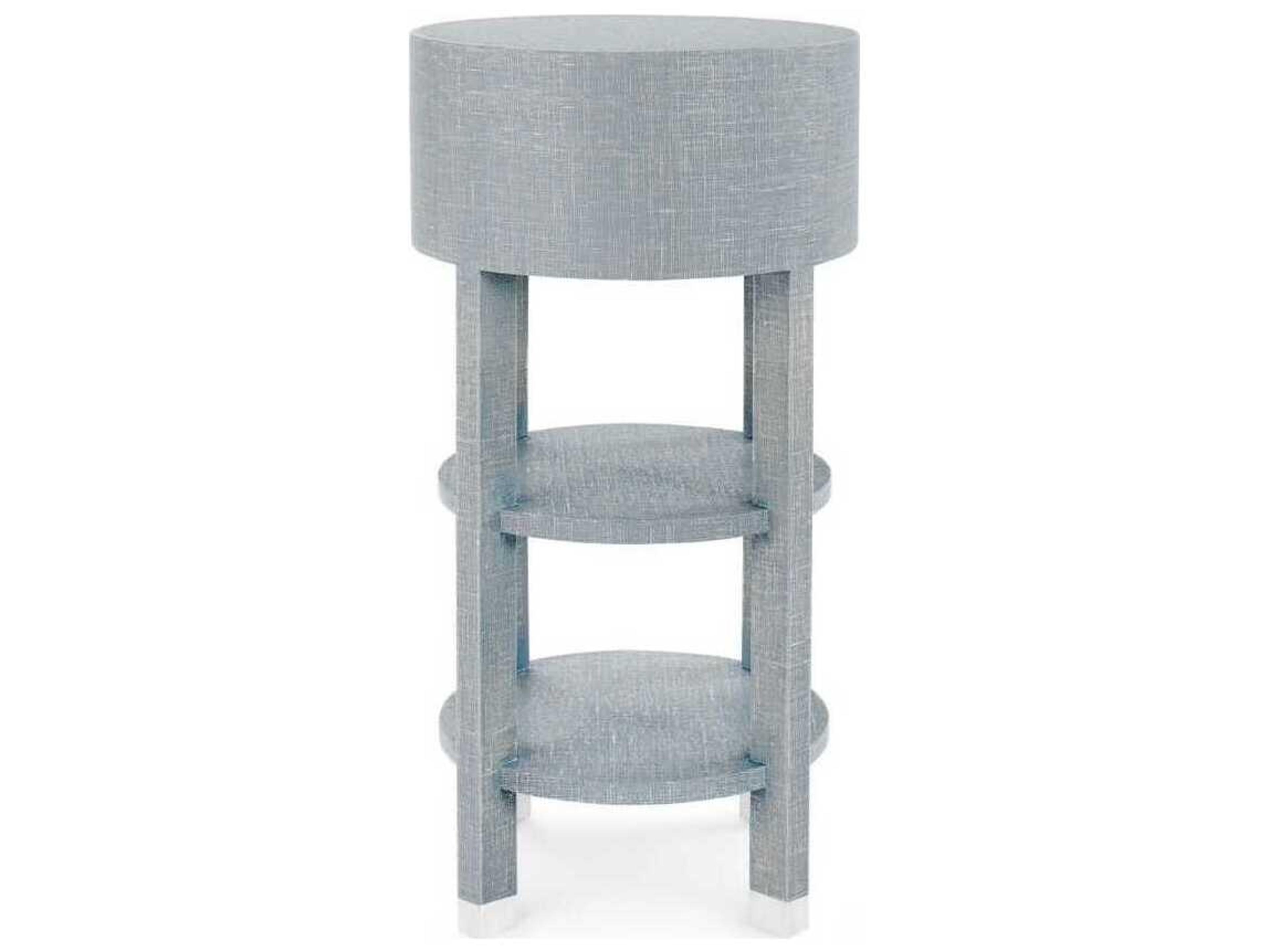 Villa & House Round Wood Washed Winter Gray End Table