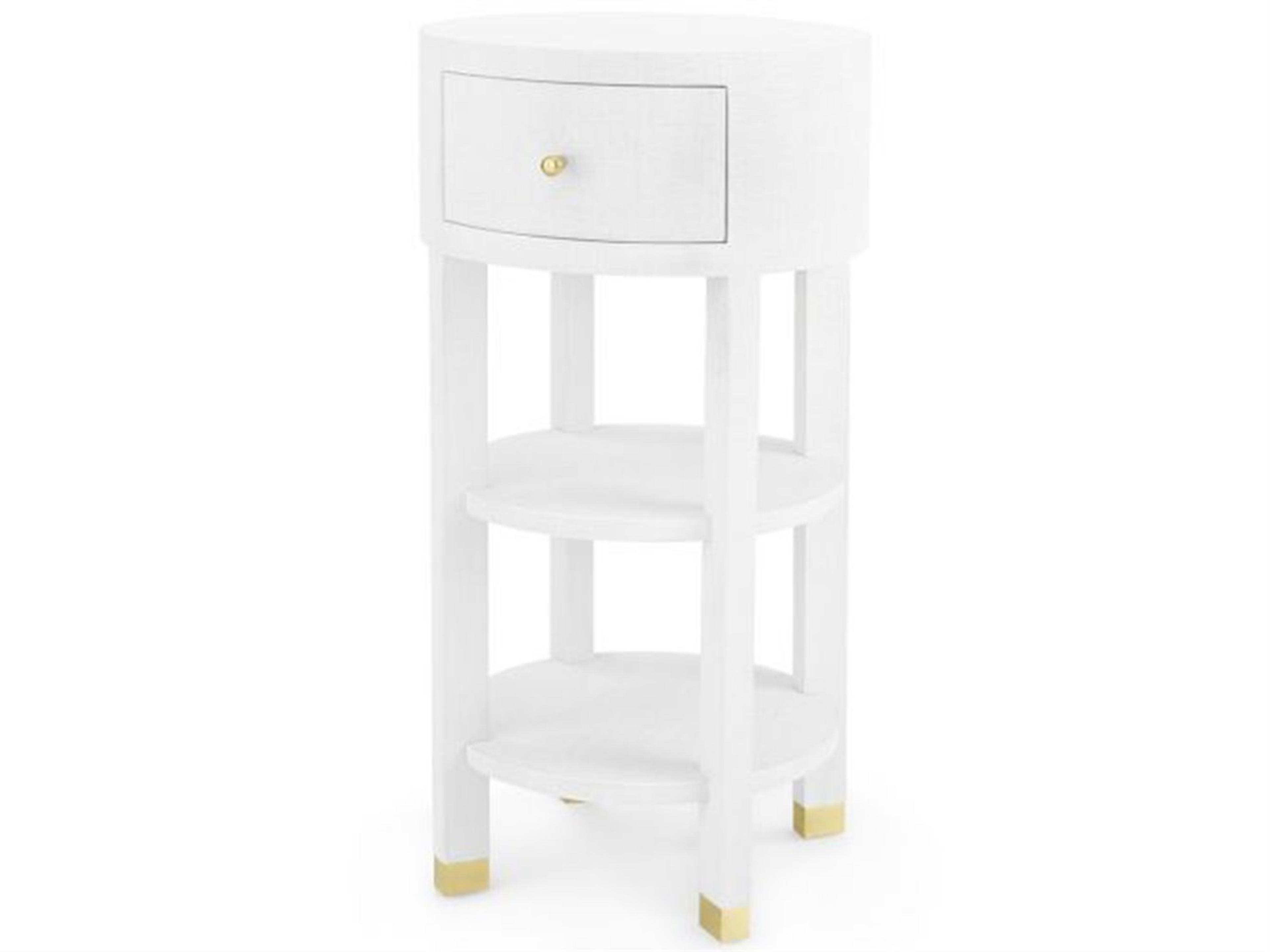 Round Wood Cream End Table