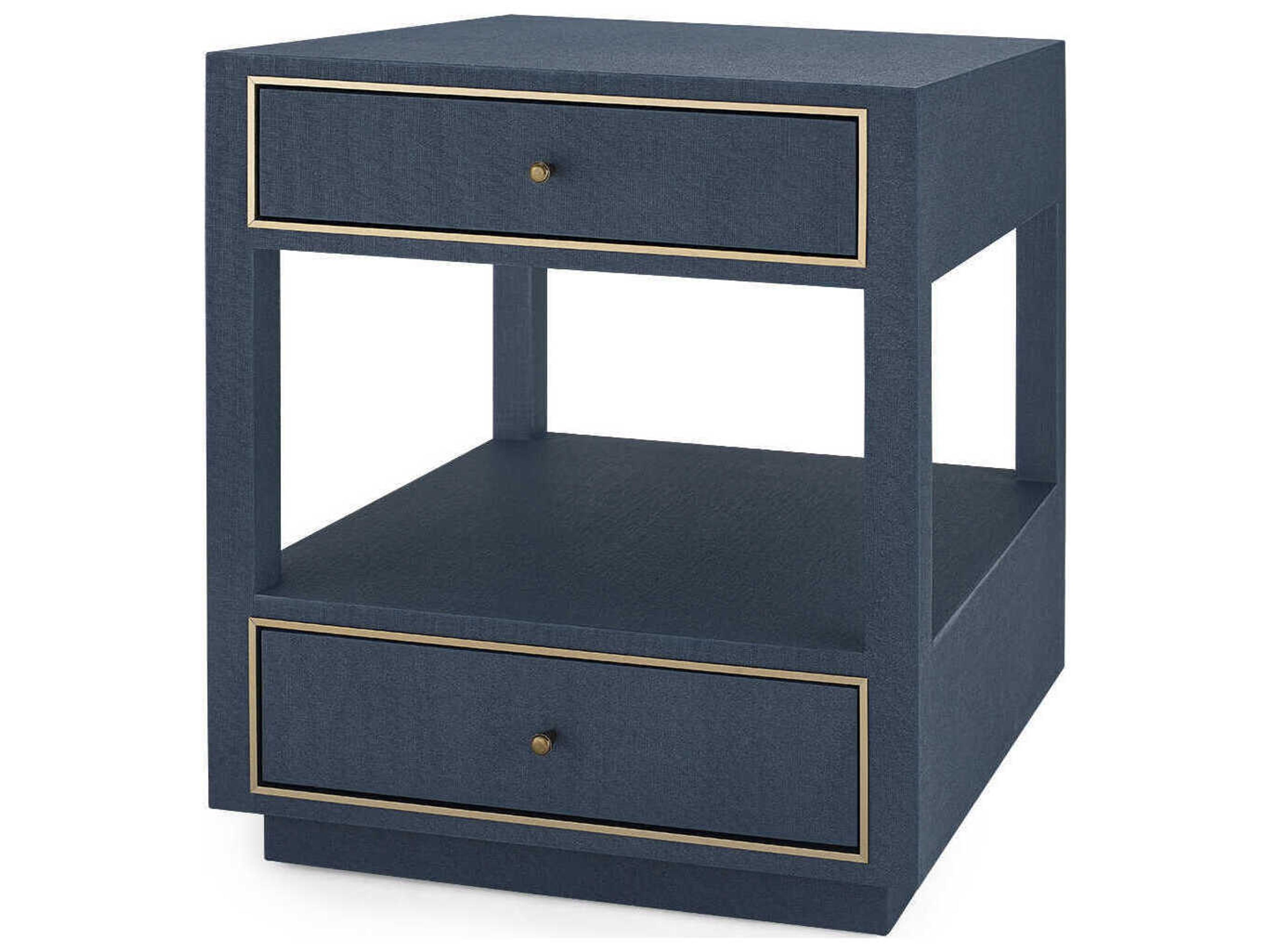 Villa & House Rectangular Wood Blue Steel End Table