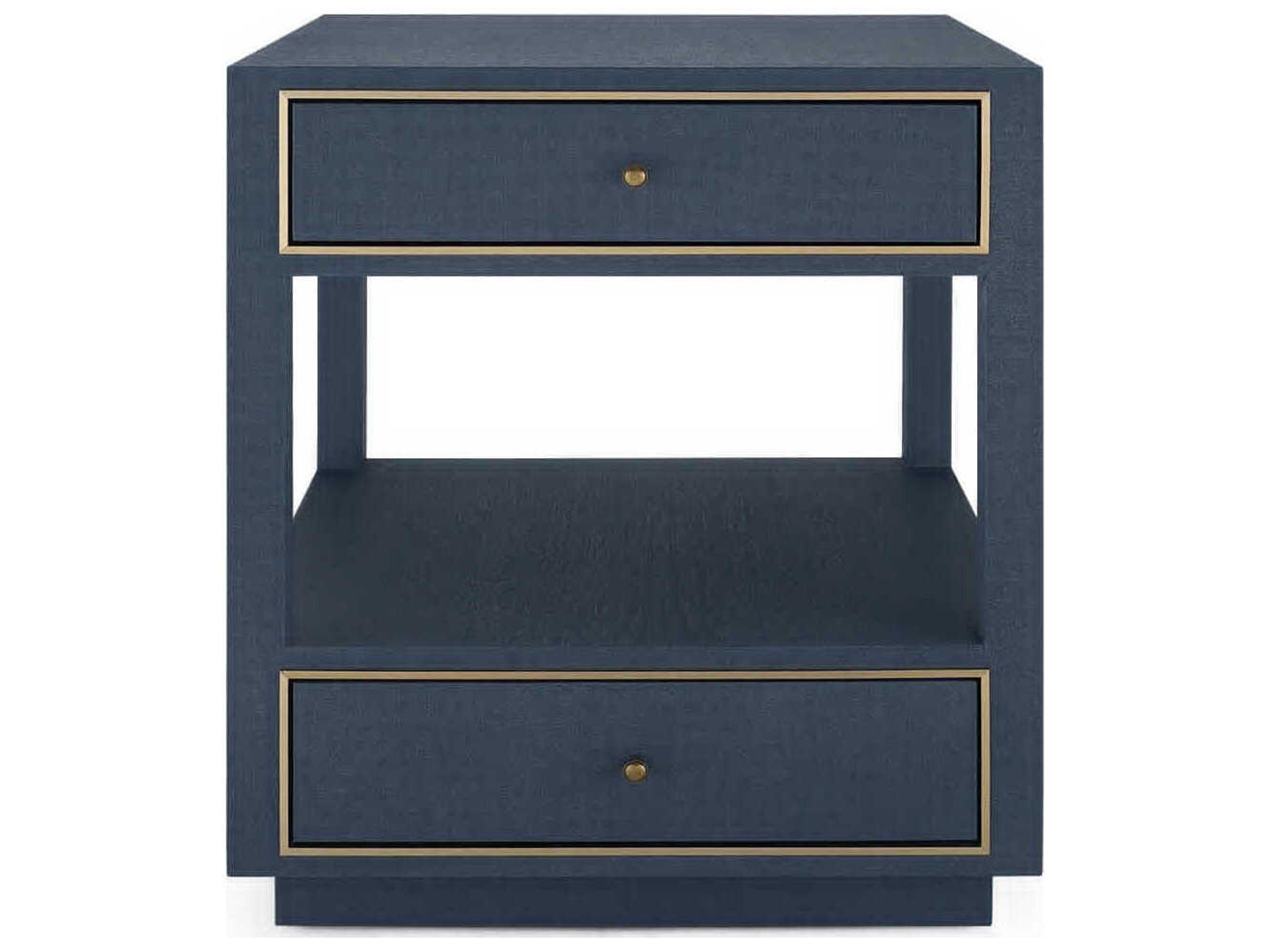 Villa & House Rectangular Wood Blue Steel End Table